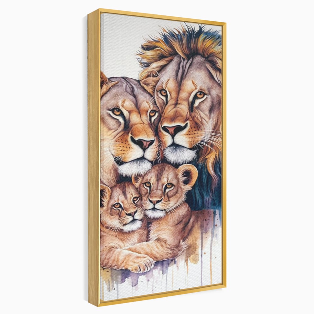 Leinwand Leinwand Wandkunst Premium, LuxCanva® M1546, Vereint im Licht, Familie, Emotion, Liebe, Eltern, Löwen, Tiere, Tiere, Schicksal, Porträt, Schlafzimmer, Büro, Wohnzimmer
