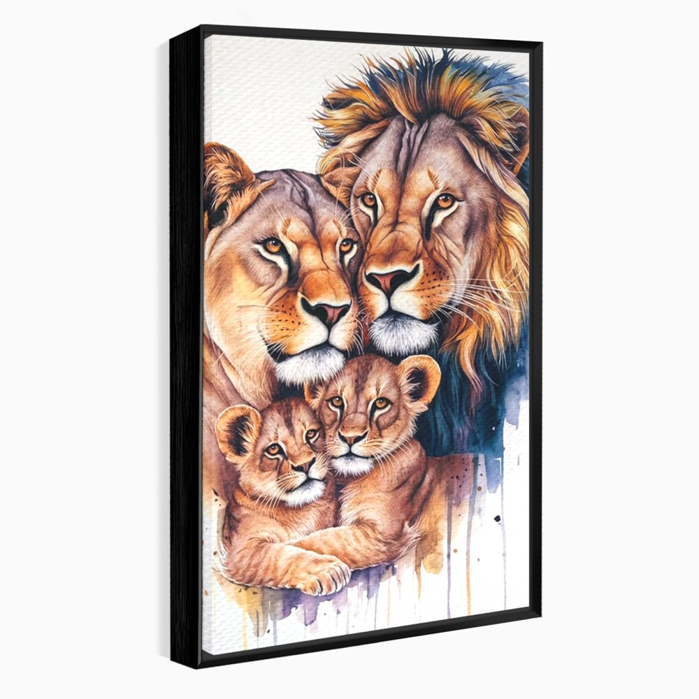 Leinwand Leinwand Wandkunst Premium, LuxCanva® M1546, Vereint im Licht, Familie, Emotion, Liebe, Eltern, Löwen, Tiere, Tiere, Schicksal, Porträt, Schlafzimmer, Büro, Wohnzimmer