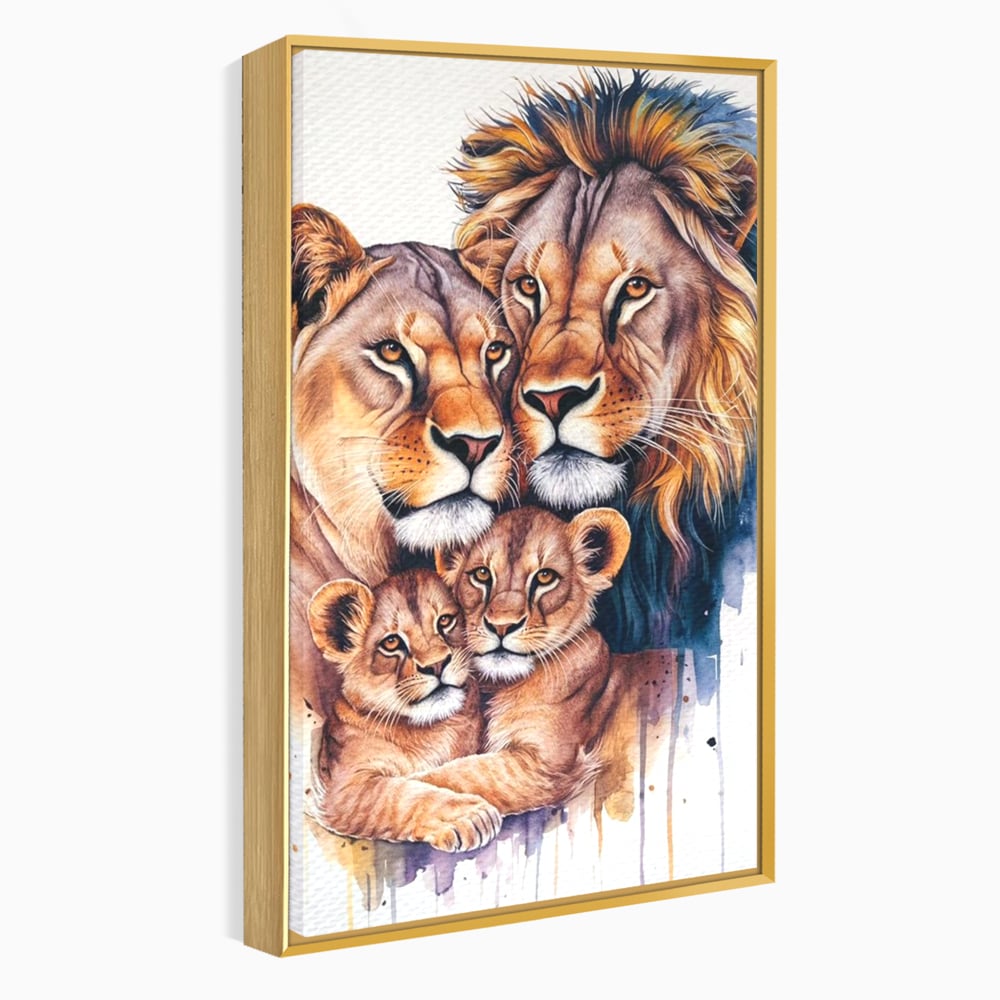 Leinwand Leinwand Wandkunst Premium, LuxCanva® M1546, Vereint im Licht, Familie, Emotion, Liebe, Eltern, Löwen, Tiere, Tiere, Schicksal, Porträt, Schlafzimmer, Büro, Wohnzimmer