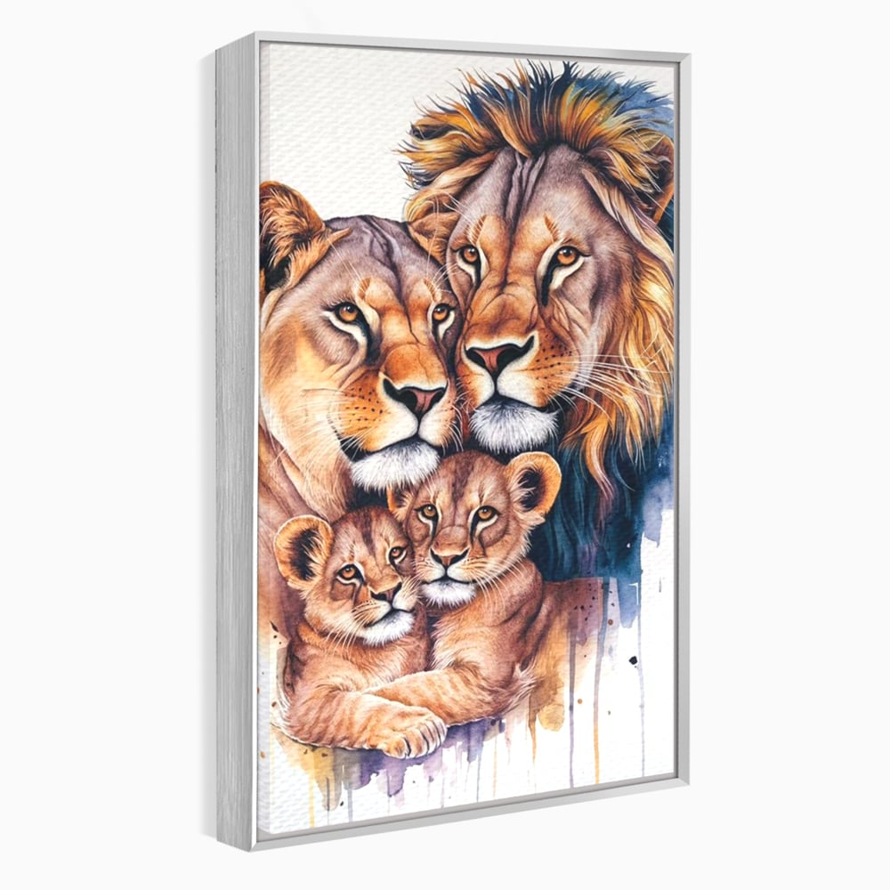 Leinwand Leinwand Wandkunst Premium, LuxCanva® M1546, Vereint im Licht, Familie, Emotion, Liebe, Eltern, Löwen, Tiere, Tiere, Schicksal, Porträt, Schlafzimmer, Büro, Wohnzimmer