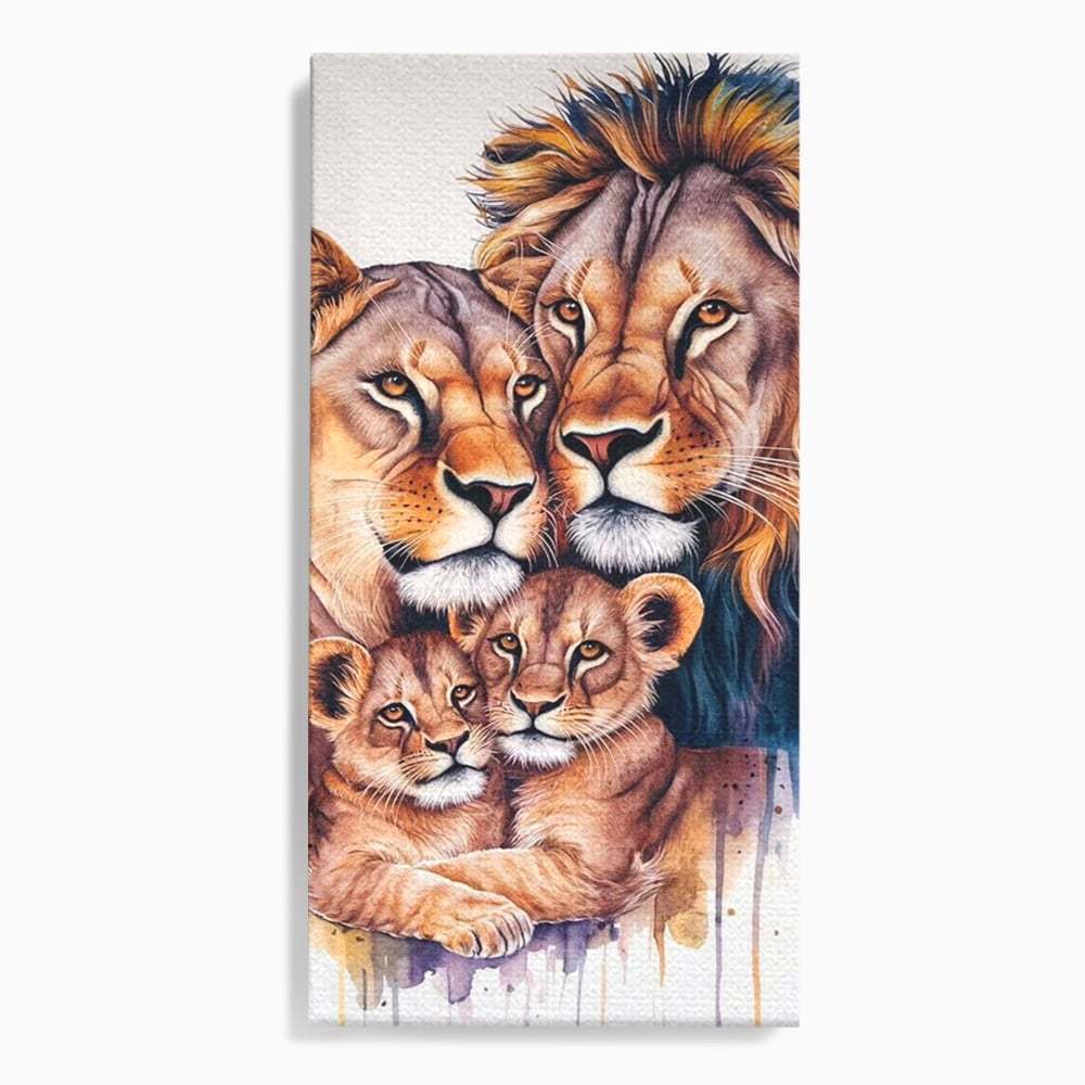 Leinwand Leinwand Wandkunst Premium, LuxCanva® M1546, Vereint im Licht, Familie, Emotion, Liebe, Eltern, Löwen, Tiere, Tiere, Schicksal, Porträt, Schlafzimmer, Büro, Wohnzimmer
