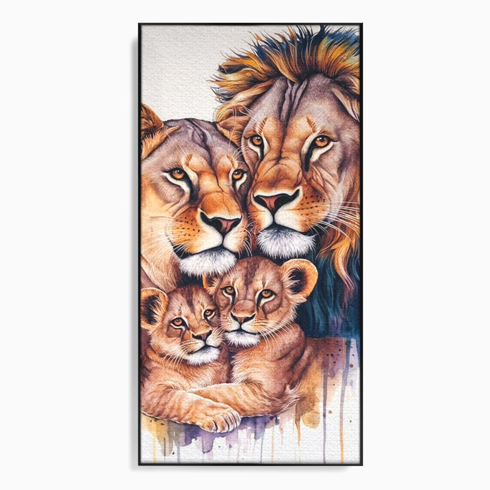Leinwand Leinwand Wandkunst Premium, LuxCanva® M1546, Vereint im Licht, Familie, Emotion, Liebe, Eltern, Löwen, Tiere, Tiere, Schicksal, Porträt, Schlafzimmer, Büro, Wohnzimmer