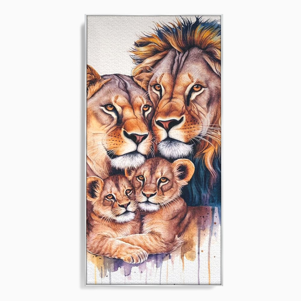 Leinwand Leinwand Wandkunst Premium, LuxCanva® M1546, Vereint im Licht, Familie, Emotion, Liebe, Eltern, Löwen, Tiere, Tiere, Schicksal, Porträt, Schlafzimmer, Büro, Wohnzimmer