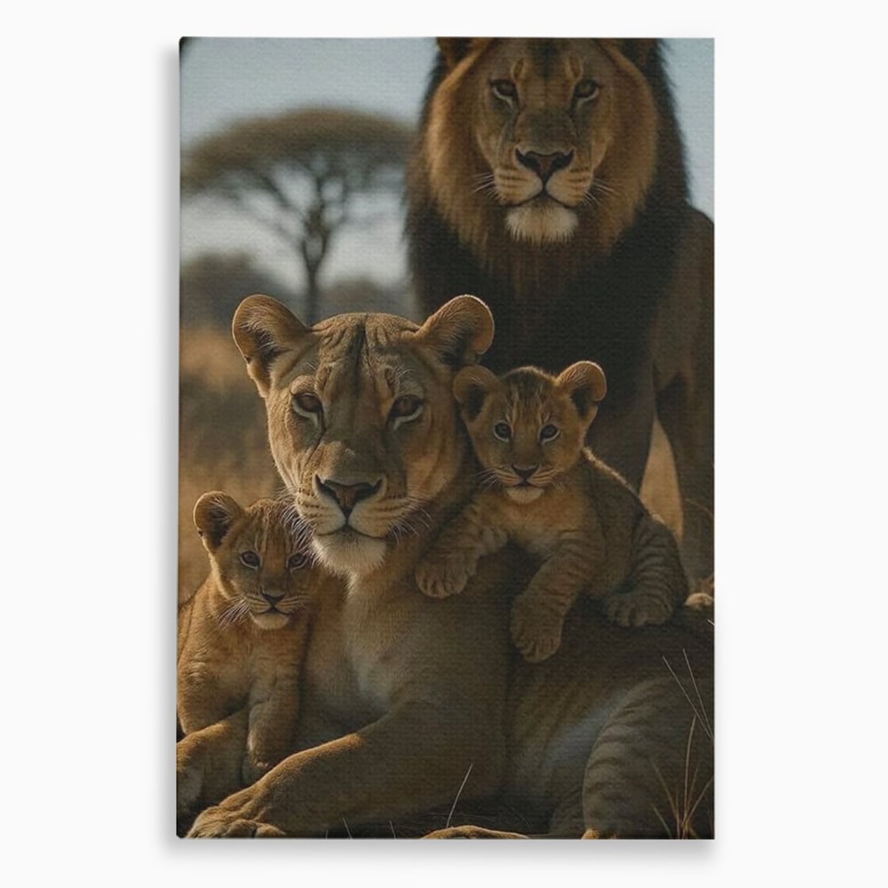 Leinwandbilder Premium, LuxCanva® M1547, Schatz des Königs, Savanne, Exotisch, König des Dschungels, Königreich, Macht, Löwen, Familie, Natur, Schlafzimmer, Büro, Wohnen