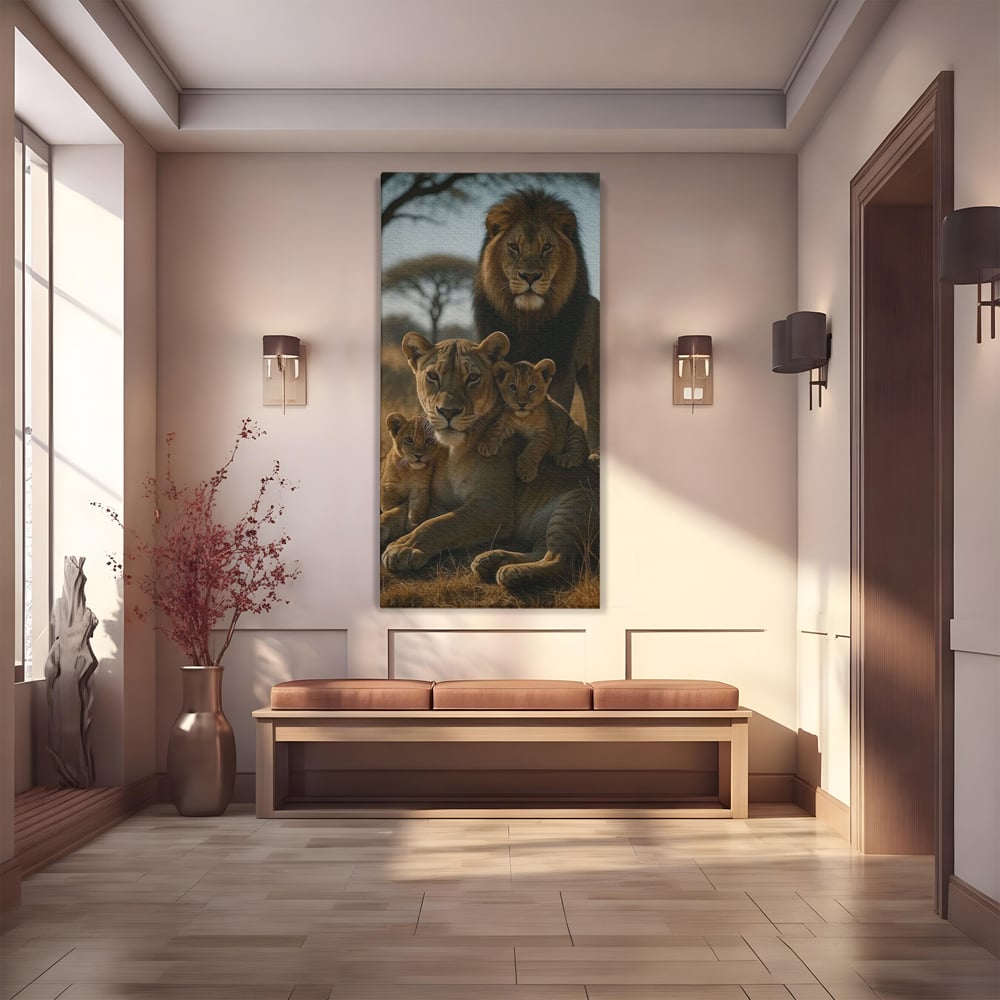 Leinwandbilder Premium, LuxCanva® M1547, Schatz des Königs, Savanne, Exotisch, König des Dschungels, Königreich, Macht, Löwen, Familie, Natur, Schlafzimmer, Büro, Wohnen