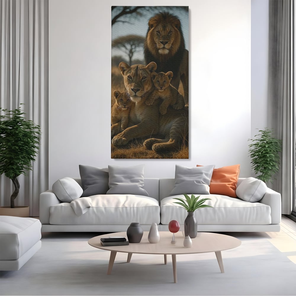 Leinwandbilder Premium, LuxCanva® M1547, Schatz des Königs, Savanne, Exotisch, König des Dschungels, Königreich, Macht, Löwen, Familie, Natur, Schlafzimmer, Büro, Wohnen