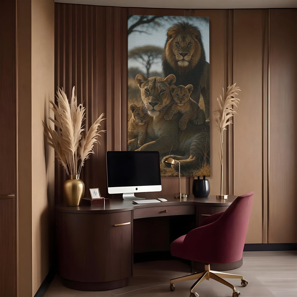 Leinwandbilder Premium, LuxCanva® M1547, Schatz des Königs, Savanne, Exotisch, König des Dschungels, Königreich, Macht, Löwen, Familie, Natur, Schlafzimmer, Büro, Wohnen