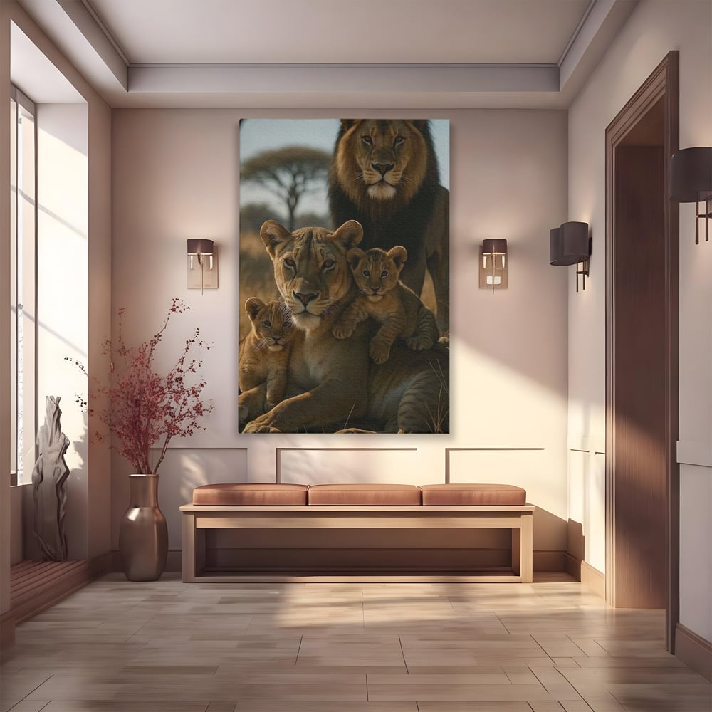 Leinwandbilder Premium, LuxCanva® M1547, Schatz des Königs, Savanne, Exotisch, König des Dschungels, Königreich, Macht, Löwen, Familie, Natur, Schlafzimmer, Büro, Wohnen
