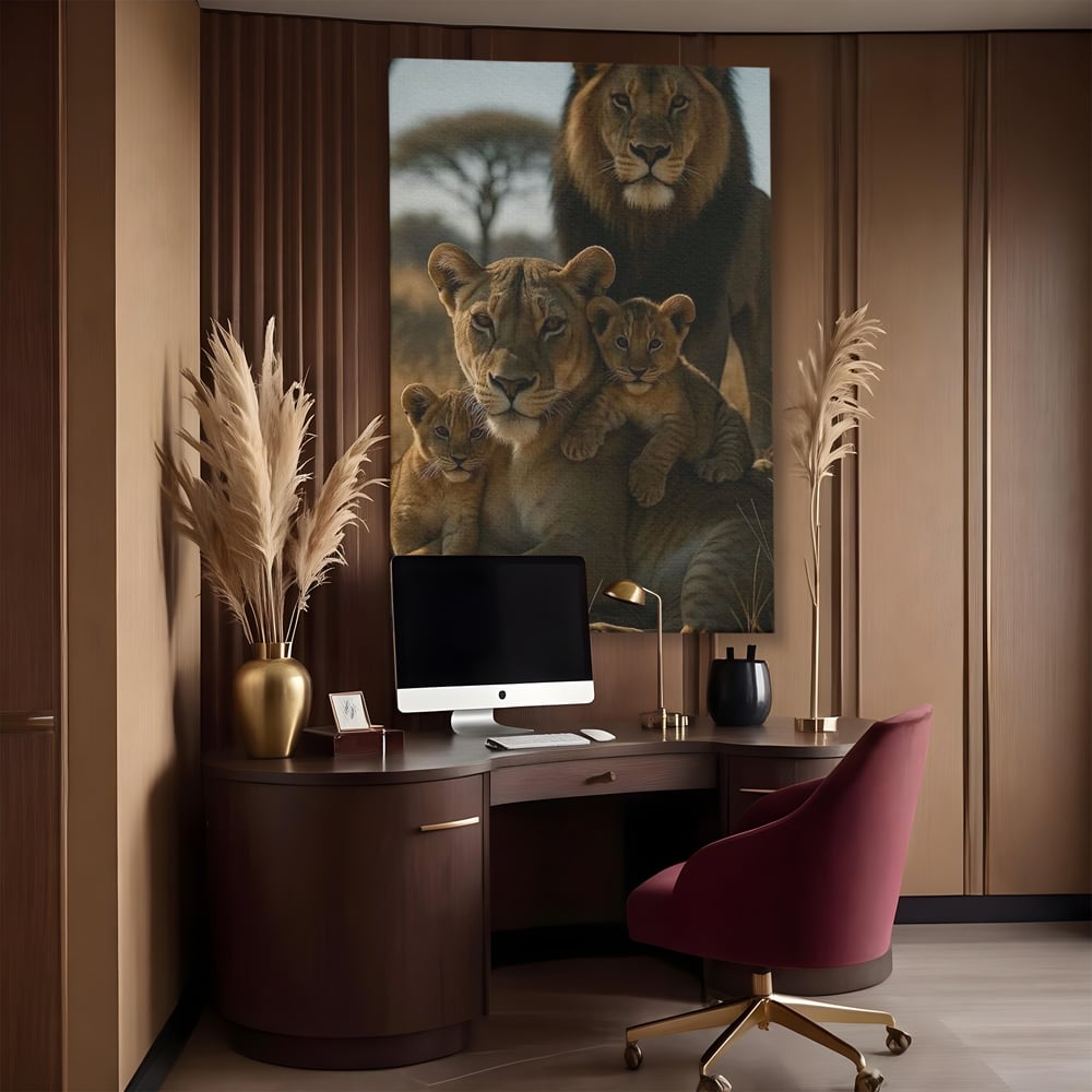 Leinwandbilder Premium, LuxCanva® M1547, Schatz des Königs, Savanne, Exotisch, König des Dschungels, Königreich, Macht, Löwen, Familie, Natur, Schlafzimmer, Büro, Wohnen