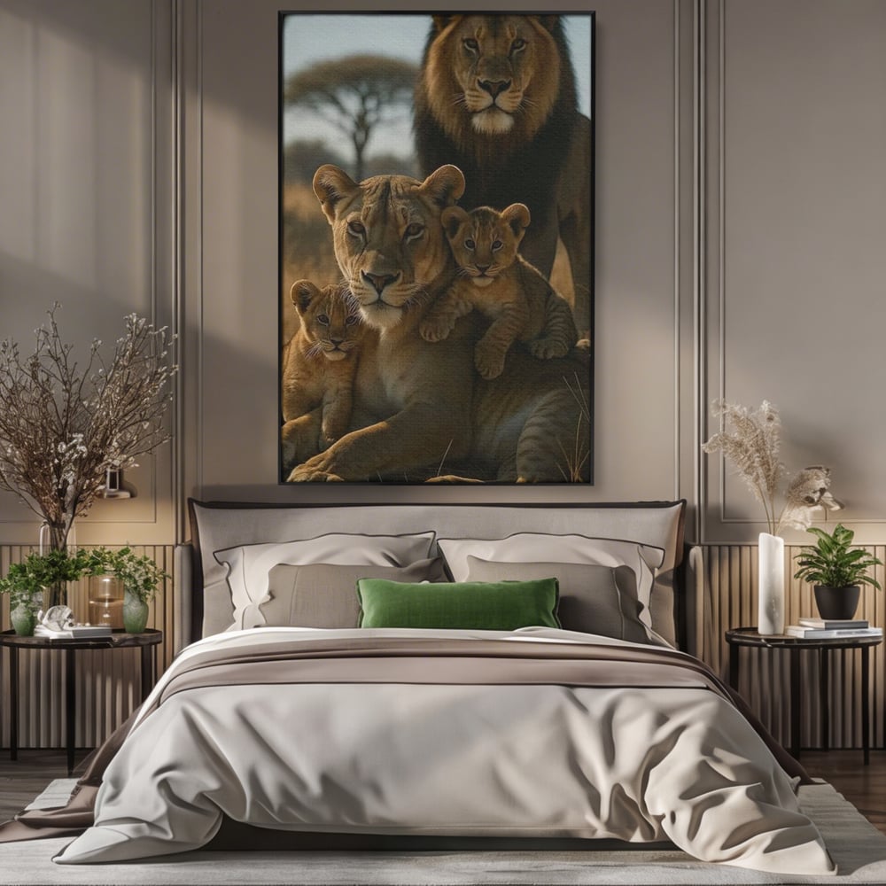 Leinwandbilder Premium, LuxCanva® M1547, Schatz des Königs, Savanne, Exotisch, König des Dschungels, Königreich, Macht, Löwen, Familie, Natur, Schlafzimmer, Büro, Wohnen