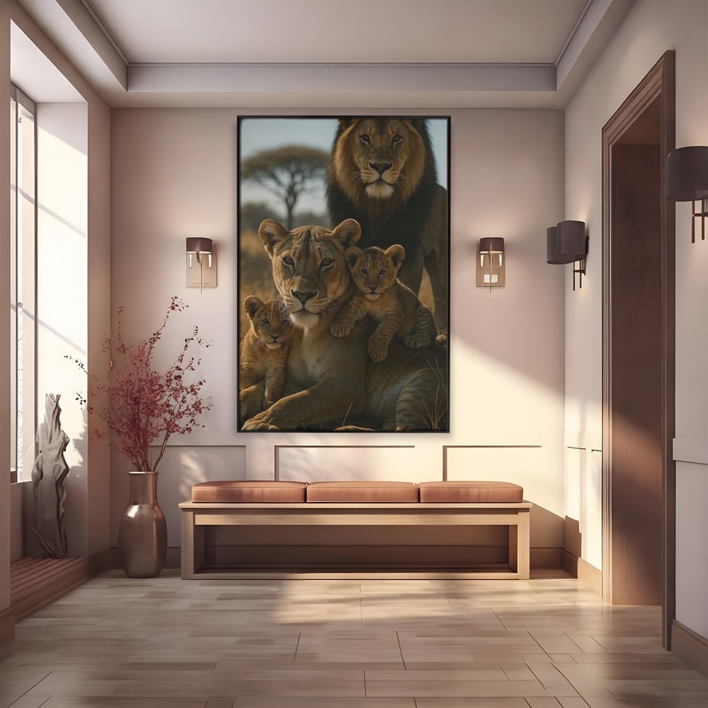 Leinwandbilder Premium, LuxCanva® M1547, Schatz des Königs, Savanne, Exotisch, König des Dschungels, Königreich, Macht, Löwen, Familie, Natur, Schlafzimmer, Büro, Wohnen