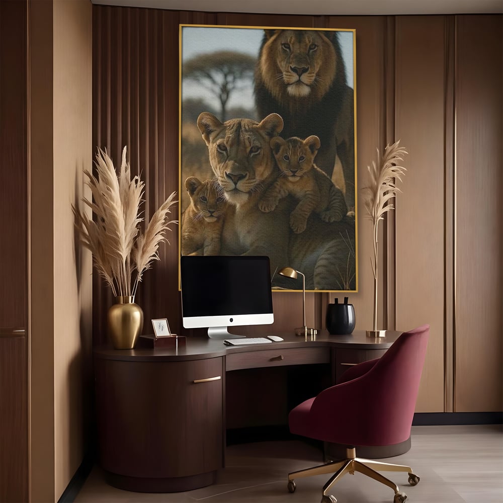 Leinwandbilder Premium, LuxCanva® M1547, Schatz des Königs, Savanne, Exotisch, König des Dschungels, Königreich, Macht, Löwen, Familie, Natur, Schlafzimmer, Büro, Wohnen