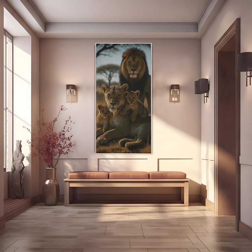 Leinwandbilder Premium, LuxCanva® M1547, Schatz des Königs, Savanne, Exotisch, König des Dschungels, Königreich, Macht, Löwen, Familie, Natur, Schlafzimmer, Büro, Wohnen