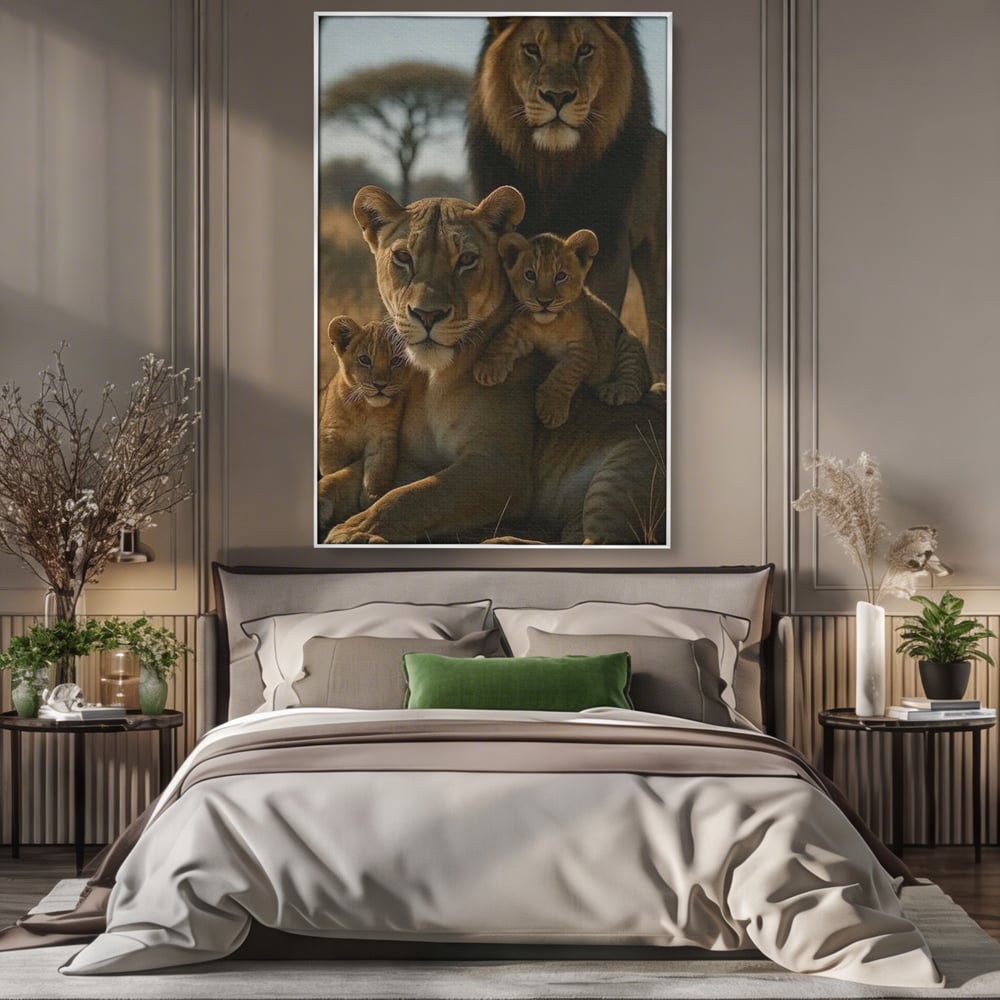 Leinwandbilder Premium, LuxCanva® M1547, Schatz des Königs, Savanne, Exotisch, König des Dschungels, Königreich, Macht, Löwen, Familie, Natur, Schlafzimmer, Büro, Wohnen