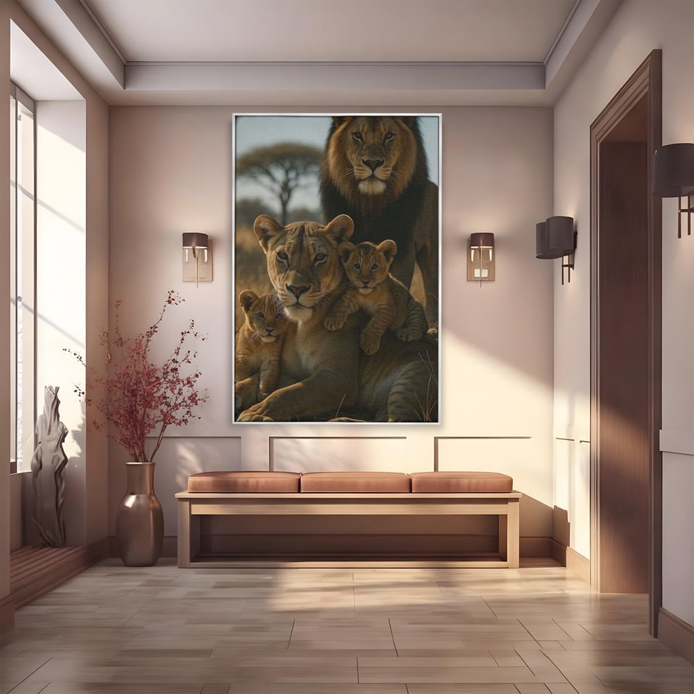 Leinwandbilder Premium, LuxCanva® M1547, Schatz des Königs, Savanne, Exotisch, König des Dschungels, Königreich, Macht, Löwen, Familie, Natur, Schlafzimmer, Büro, Wohnen
