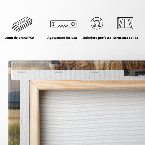 Leinwand Wandkunst Canvas Wandkunst Premium, LuxCanva® M1548, Bindung, Liebe, Familie, Huhn, Löwen, Schutz, Bindung, Tiere, König des Dschungels, Schlafzimmer, Büro, Wohnzimmer