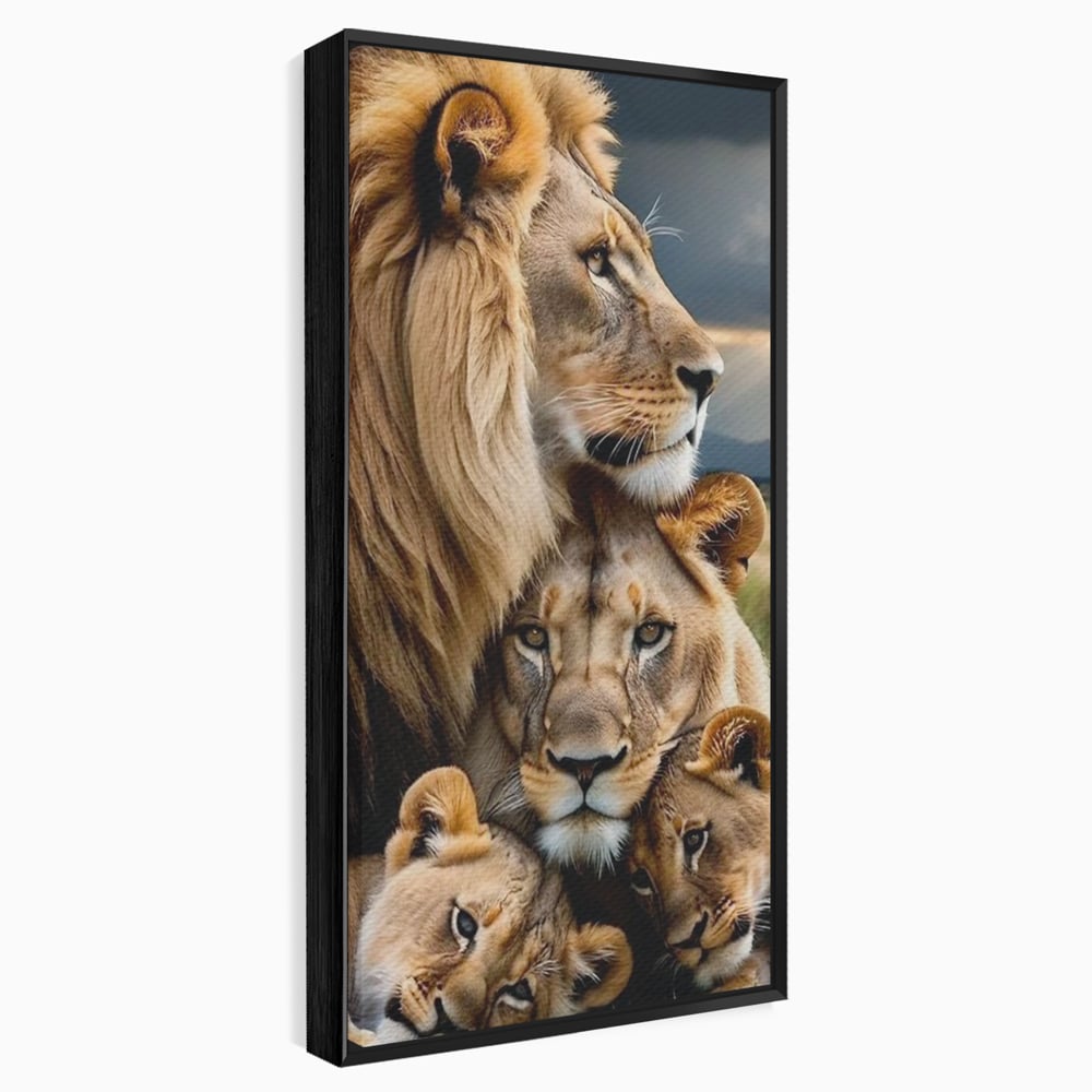 Leinwand Wandkunst Canvas Wandkunst Premium, LuxCanva® M1548, Bindung, Liebe, Familie, Huhn, Löwen, Schutz, Bindung, Tiere, König des Dschungels, Schlafzimmer, Büro, Wohnzimmer