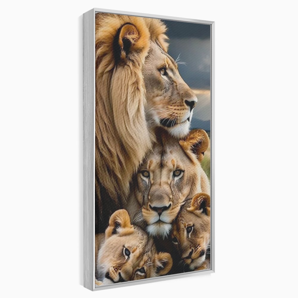 Leinwand Wandkunst Canvas Wandkunst Premium, LuxCanva® M1548, Bindung, Liebe, Familie, Huhn, Löwen, Schutz, Bindung, Tiere, König des Dschungels, Schlafzimmer, Büro, Wohnzimmer