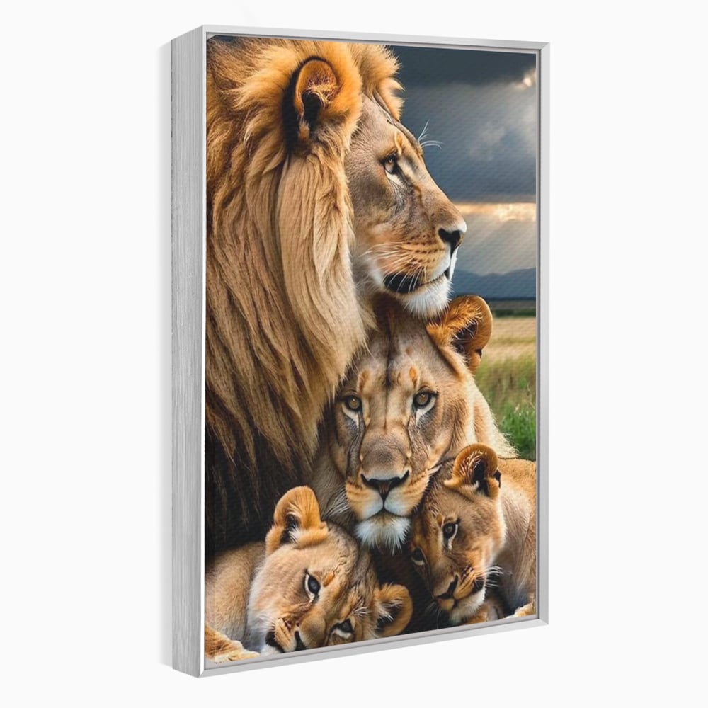 Leinwand Wandkunst Canvas Wandkunst Premium, LuxCanva® M1548, Bindung, Liebe, Familie, Huhn, Löwen, Schutz, Bindung, Tiere, König des Dschungels, Schlafzimmer, Büro, Wohnzimmer