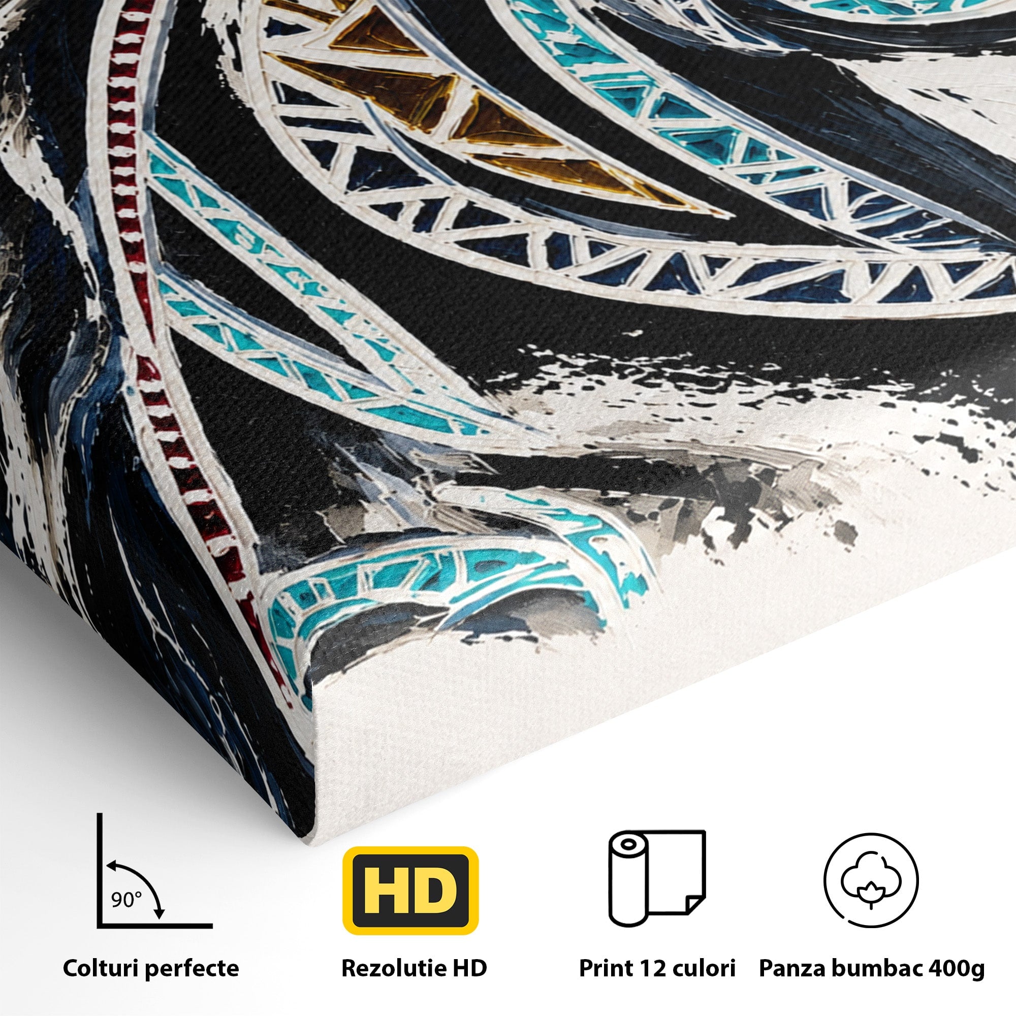 Tablou Canvas Premium LuxCanva® M1551, Calul Tribal, Cal, Tribal, Arta, Living, Dormitor, Culori Vibrante