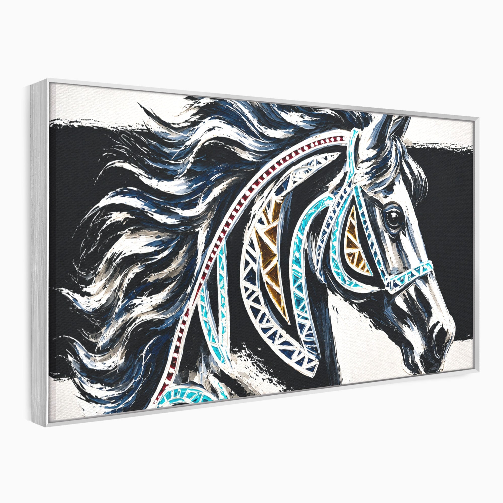 Tablou Canvas Premium LuxCanva® M1551, Calul Tribal, Cal, Tribal, Arta, Living, Dormitor, Culori Vibrante