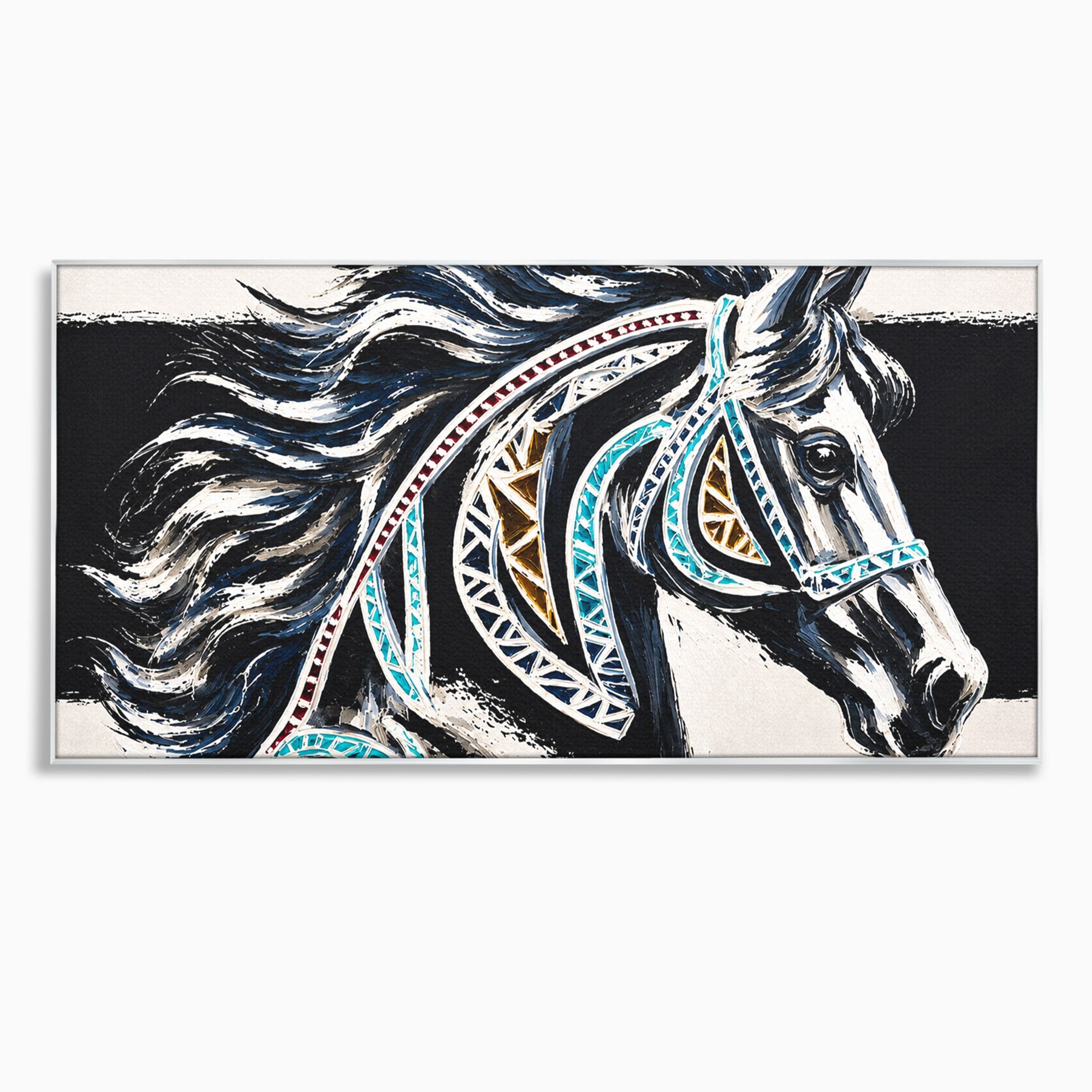 Tablou Canvas Premium LuxCanva® M1551, Calul Tribal, Cal, Tribal, Arta, Living, Dormitor, Culori Vibrante