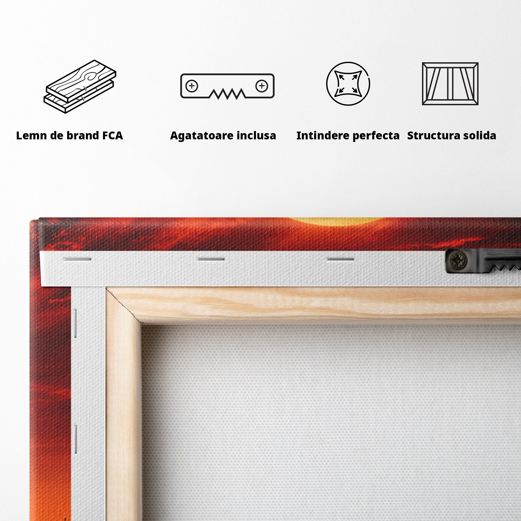 Tablou Canvas Premium LuxCanva® M1553, Apus Cu Tauri, Apus, Taur, Natura, Peisaj, Living, Culori Vibrante