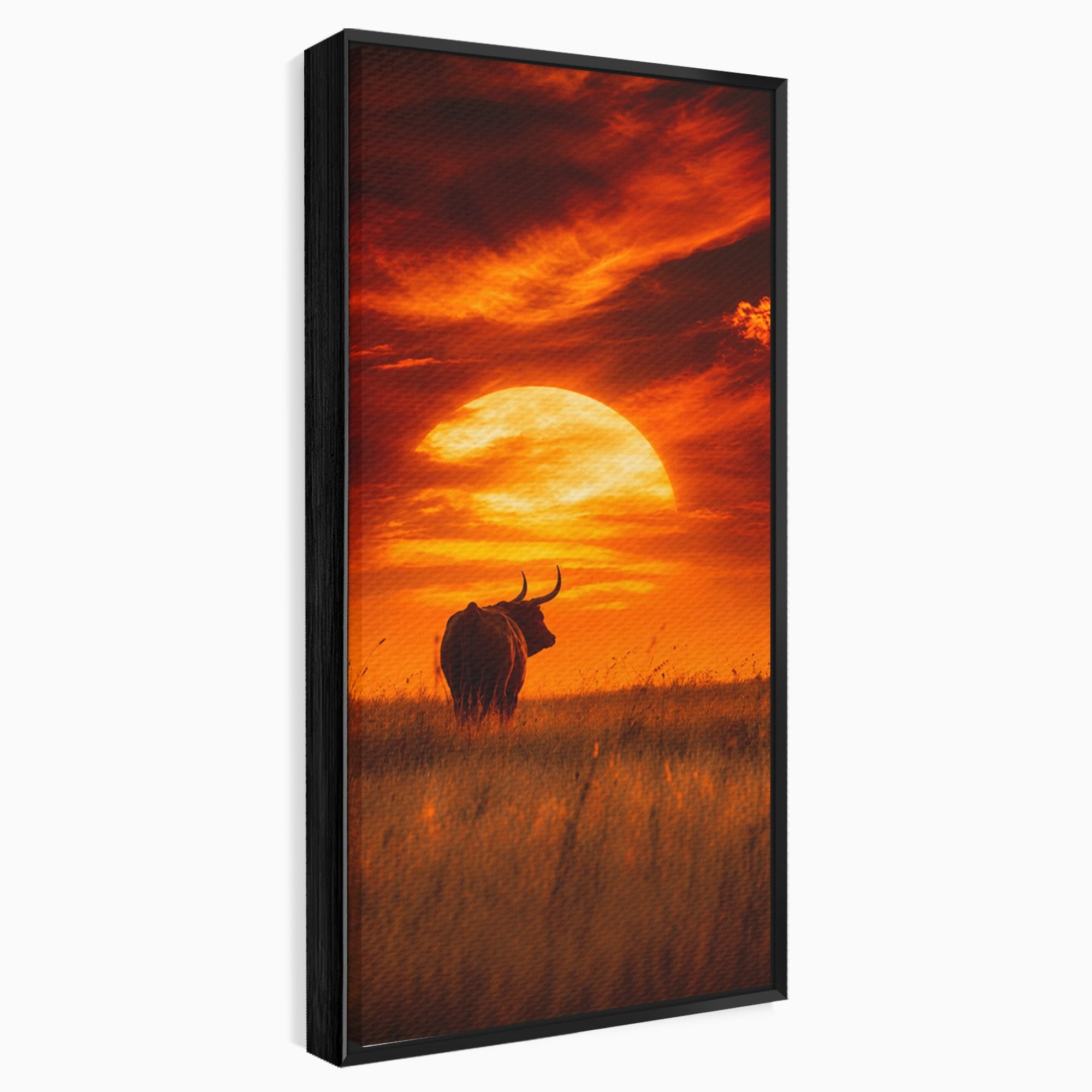 Tablou Canvas Premium LuxCanva® M1553, Apus Cu Tauri, Apus, Taur, Natura, Peisaj, Living, Culori Vibrante