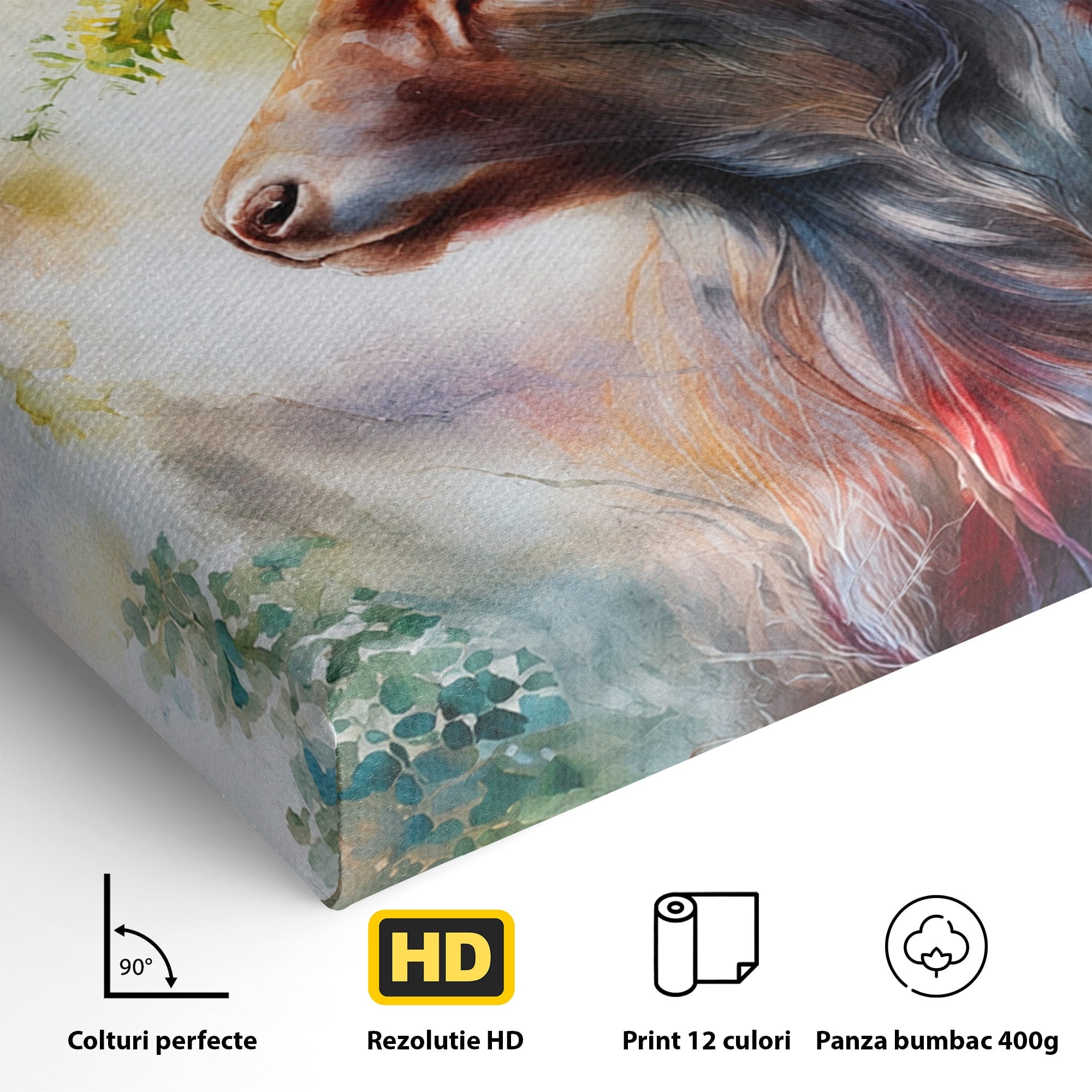 Tablou Canvas Premium LuxCanva® M1554, Cerbul Magic, Cerb, Natura, Pictura, Living, Vara, Silueta, Culori Vibrante