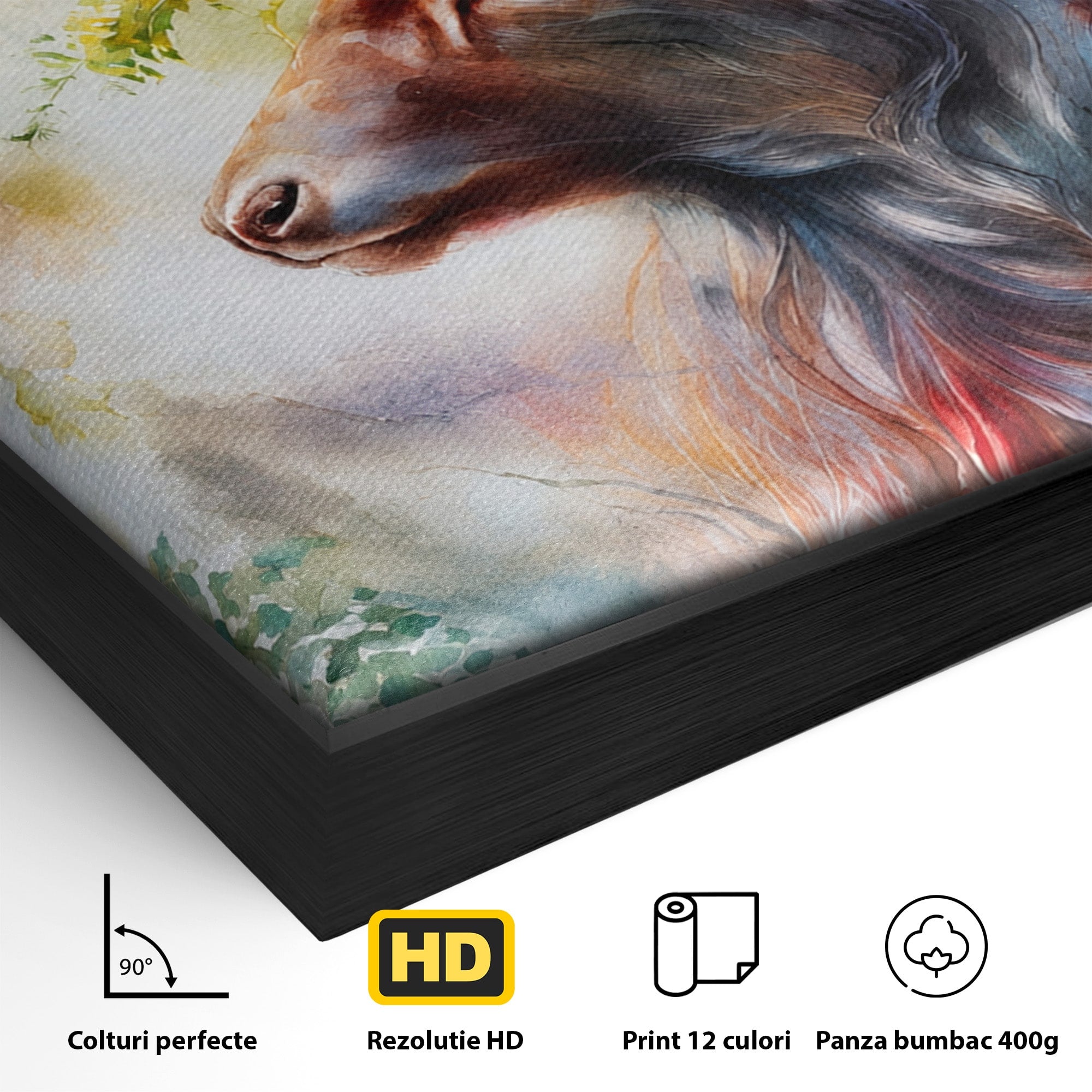 Tablou Canvas Premium LuxCanva® M1554, Cerbul Magic, Cerb, Natura, Pictura, Living, Vara, Silueta, Culori Vibrante