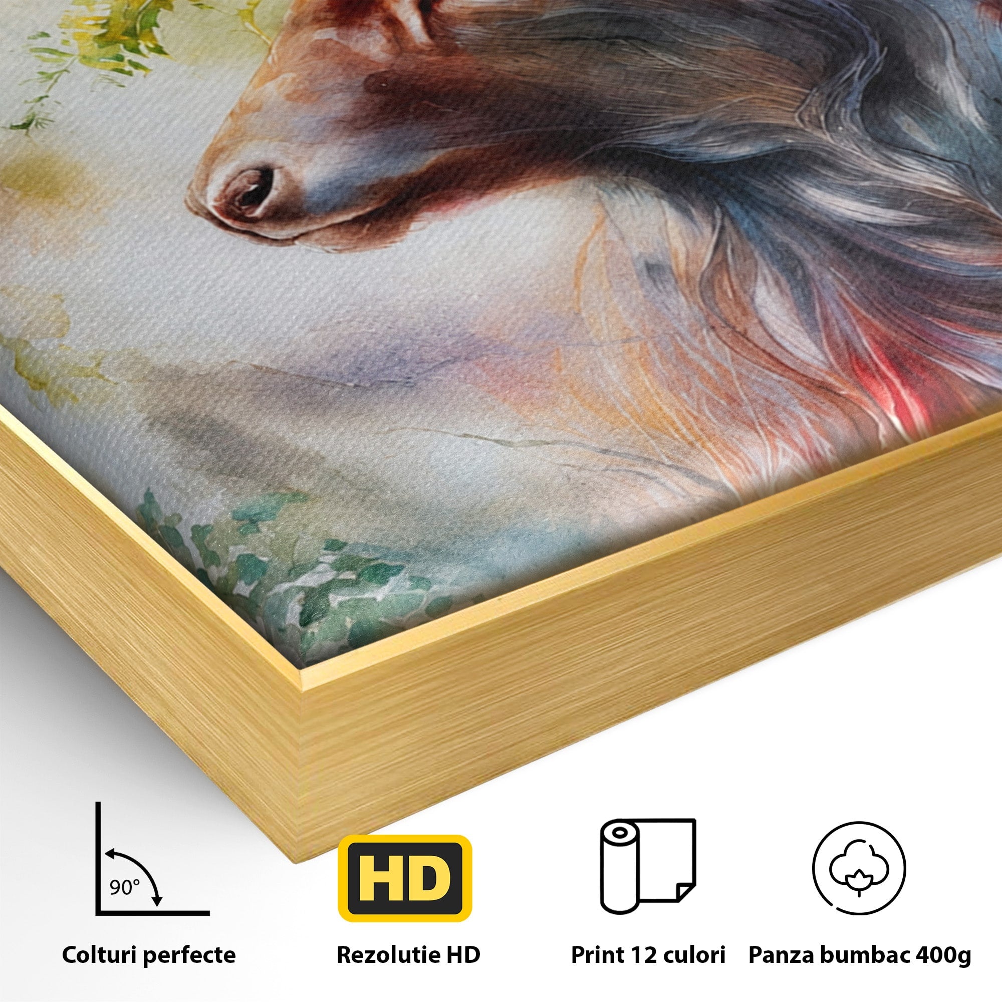 Tablou Canvas Premium LuxCanva® M1554, Cerbul Magic, Cerb, Natura, Pictura, Living, Vara, Silueta, Culori Vibrante