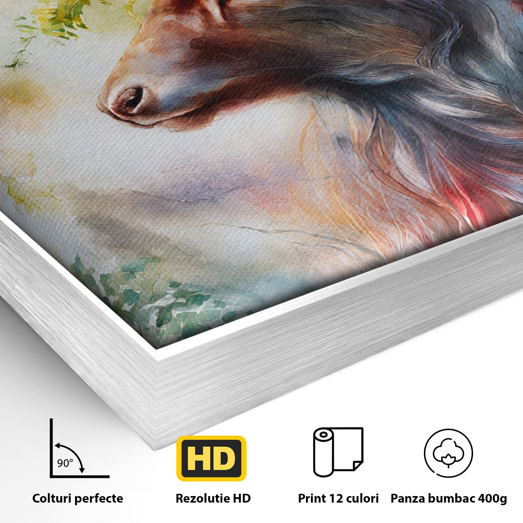 Tablou Canvas Premium LuxCanva® M1554, Cerbul Magic, Cerb, Natura, Pictura, Living, Vara, Silueta, Culori Vibrante