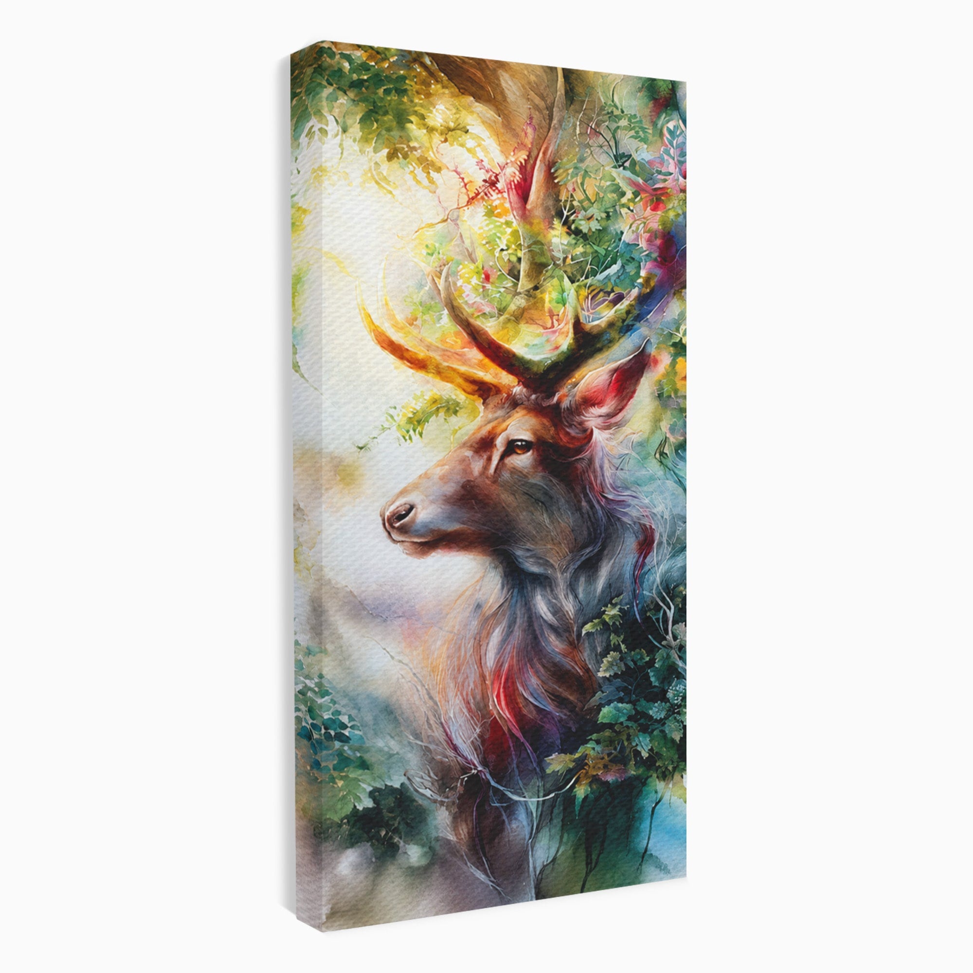 Tablou Canvas Premium LuxCanva® M1554, Cerbul Magic, Cerb, Natura, Pictura, Living, Vara, Silueta, Culori Vibrante