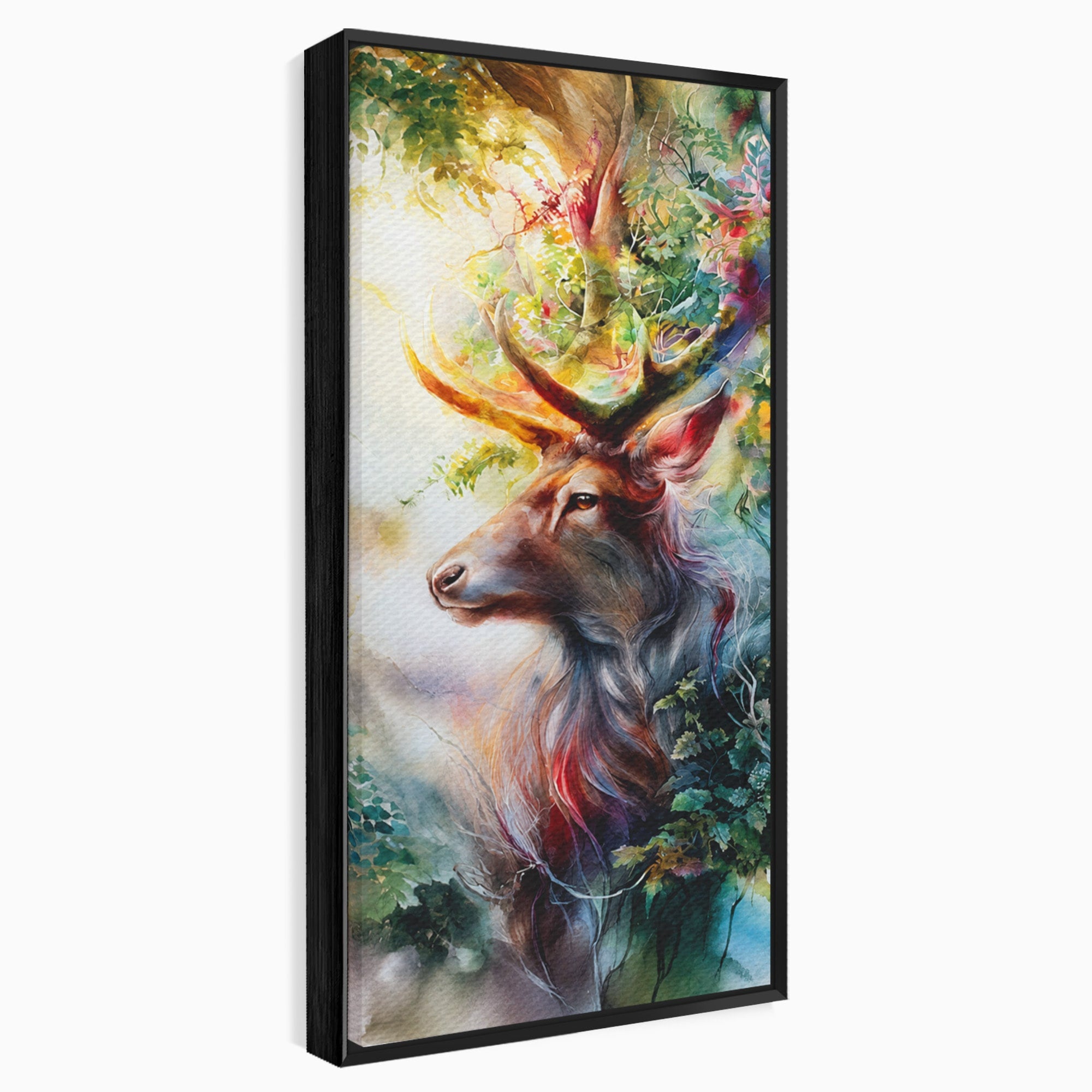 Tablou Canvas Premium LuxCanva® M1554, Cerbul Magic, Cerb, Natura, Pictura, Living, Vara, Silueta, Culori Vibrante