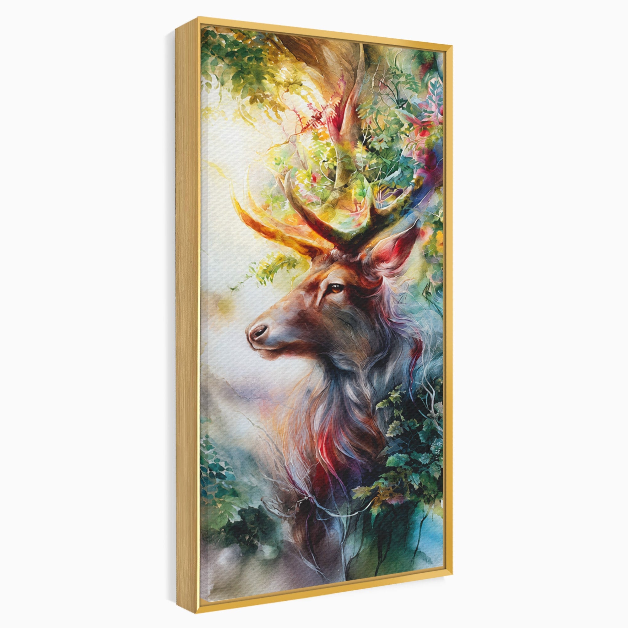 Tablou Canvas Premium LuxCanva® M1554, Cerbul Magic, Cerb, Natura, Pictura, Living, Vara, Silueta, Culori Vibrante