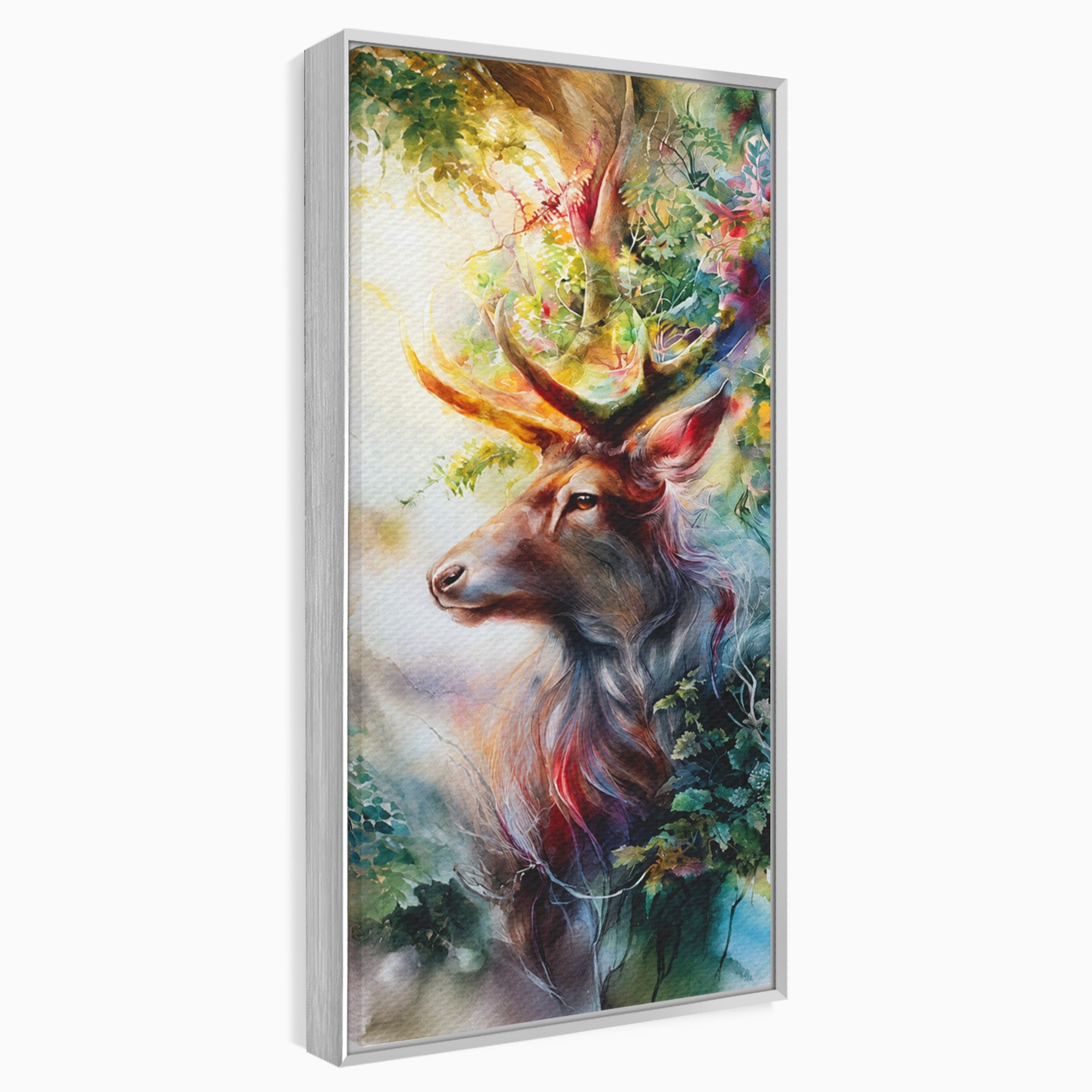 Tablou Canvas Premium LuxCanva® M1554, Cerbul Magic, Cerb, Natura, Pictura, Living, Vara, Silueta, Culori Vibrante