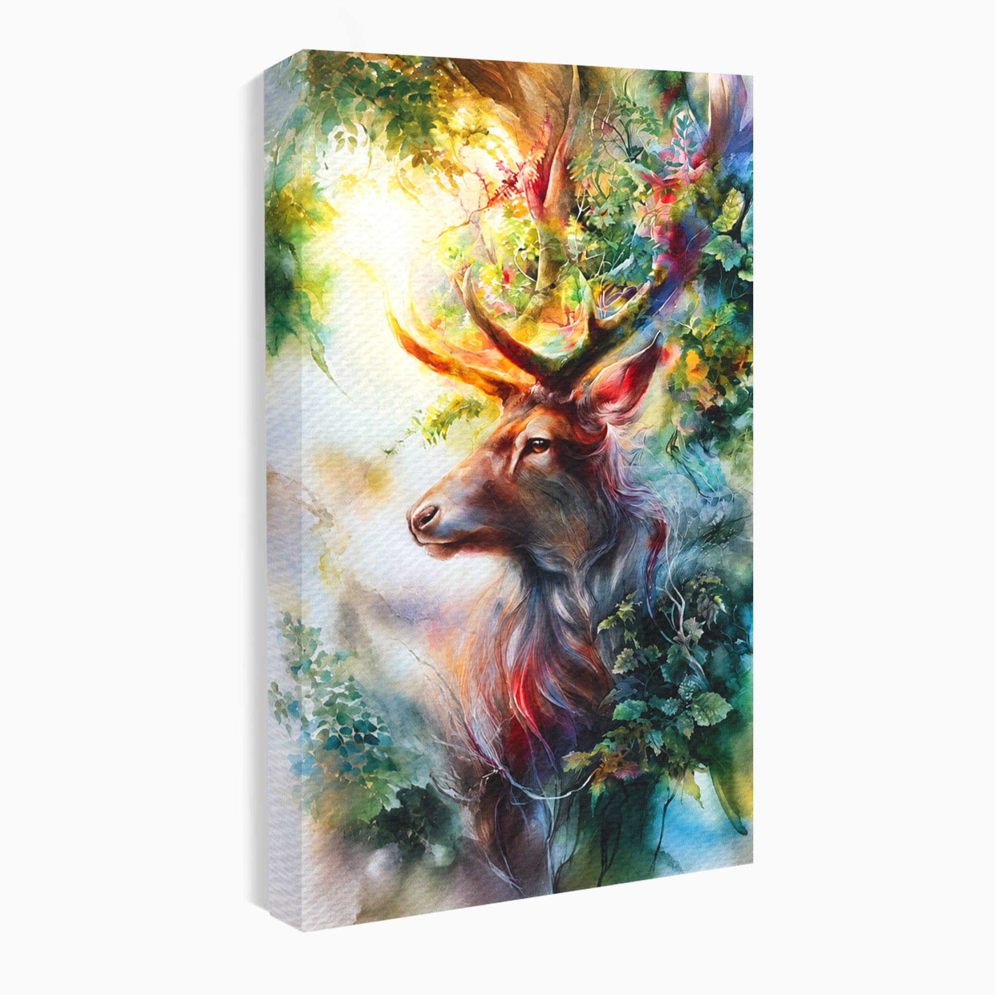 Tablou Canvas Premium LuxCanva® M1554, Cerbul Magic, Cerb, Natura, Pictura, Living, Vara, Silueta, Culori Vibrante