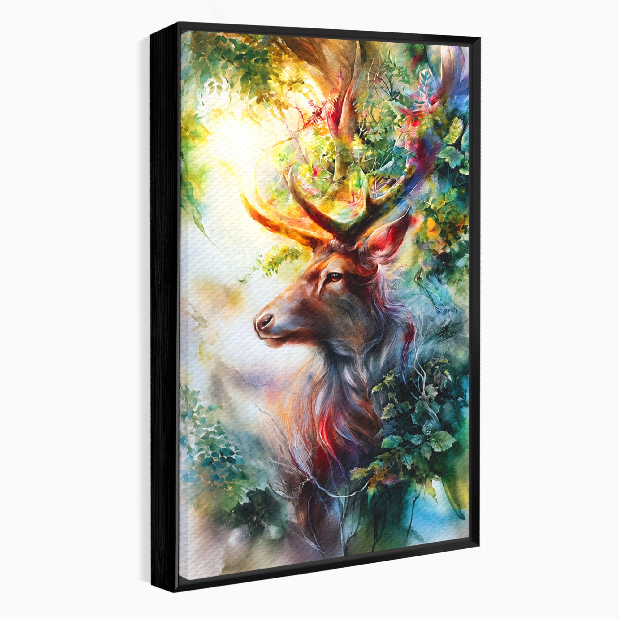 Tablou Canvas Premium LuxCanva® M1554, Cerbul Magic, Cerb, Natura, Pictura, Living, Vara, Silueta, Culori Vibrante