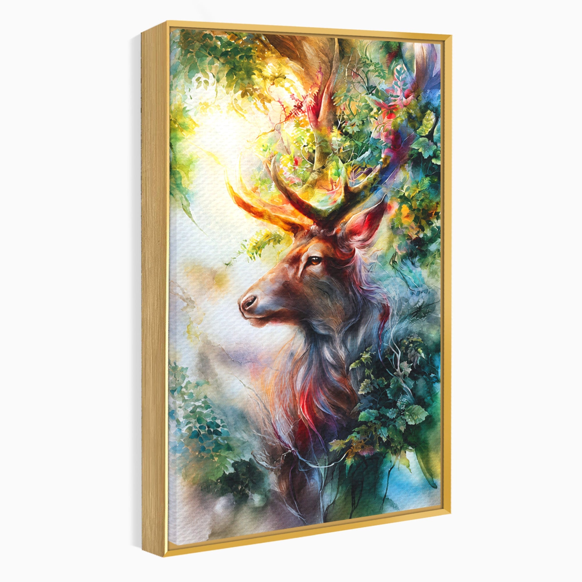 Tablou Canvas Premium LuxCanva® M1554, Cerbul Magic, Cerb, Natura, Pictura, Living, Vara, Silueta, Culori Vibrante