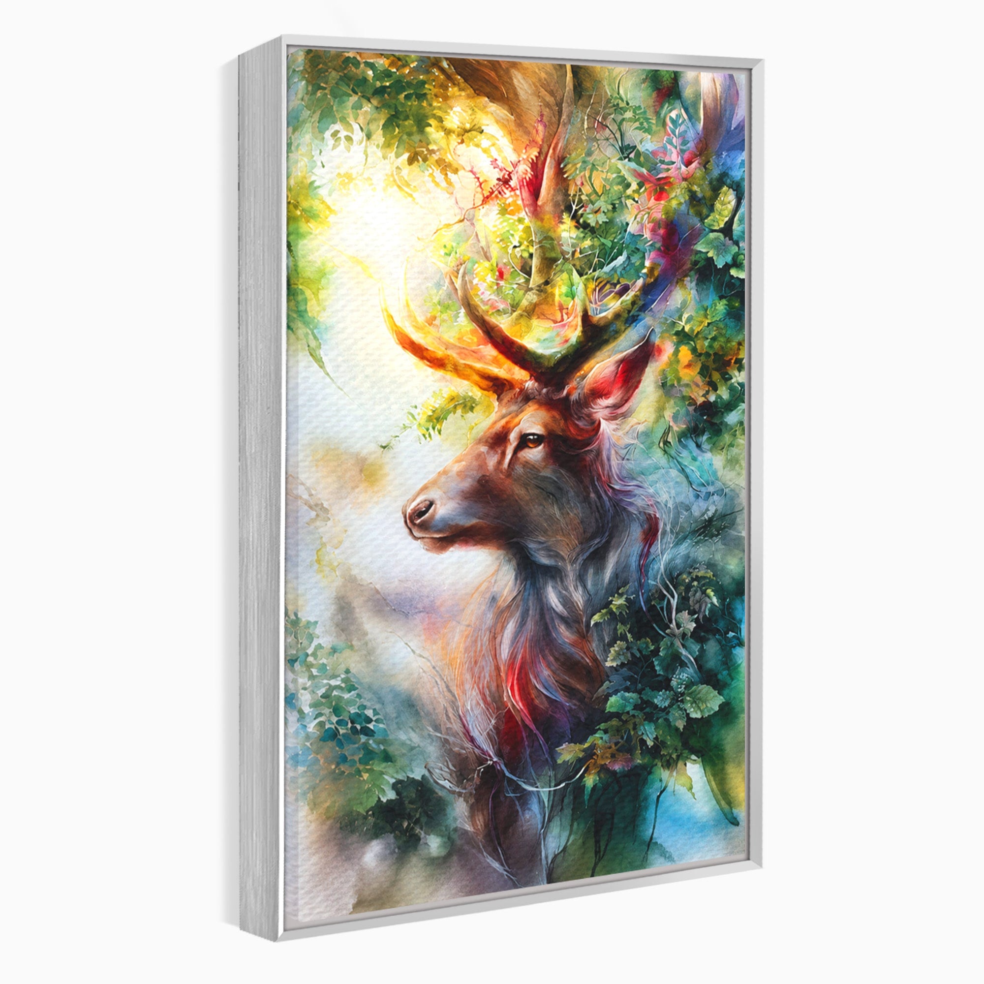 Tablou Canvas Premium LuxCanva® M1554, Cerbul Magic, Cerb, Natura, Pictura, Living, Vara, Silueta, Culori Vibrante