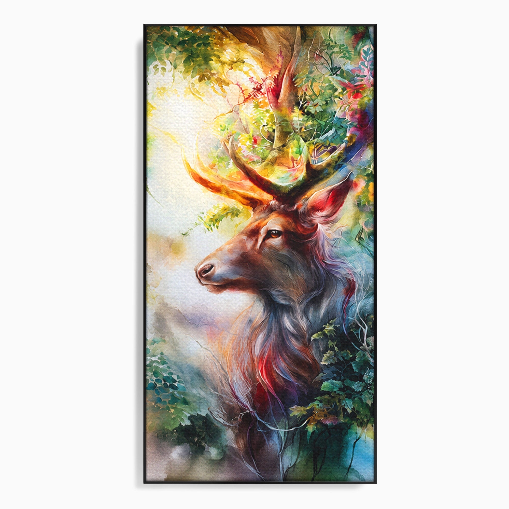 Tablou Canvas Premium LuxCanva® M1554, Cerbul Magic, Cerb, Natura, Pictura, Living, Vara, Silueta, Culori Vibrante