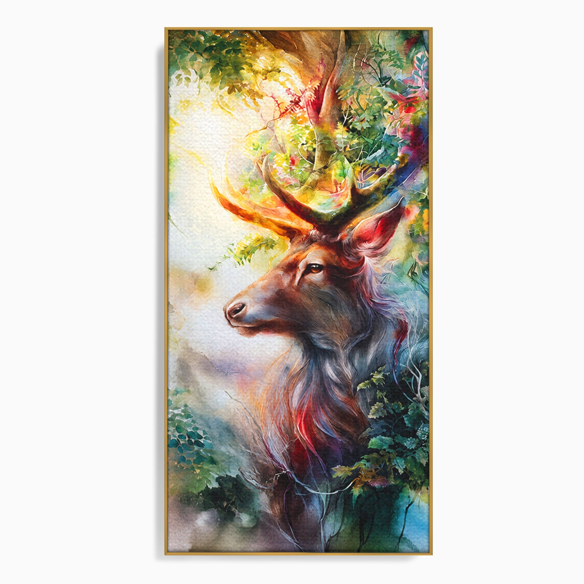 Tablou Canvas Premium LuxCanva® M1554, Cerbul Magic, Cerb, Natura, Pictura, Living, Vara, Silueta, Culori Vibrante