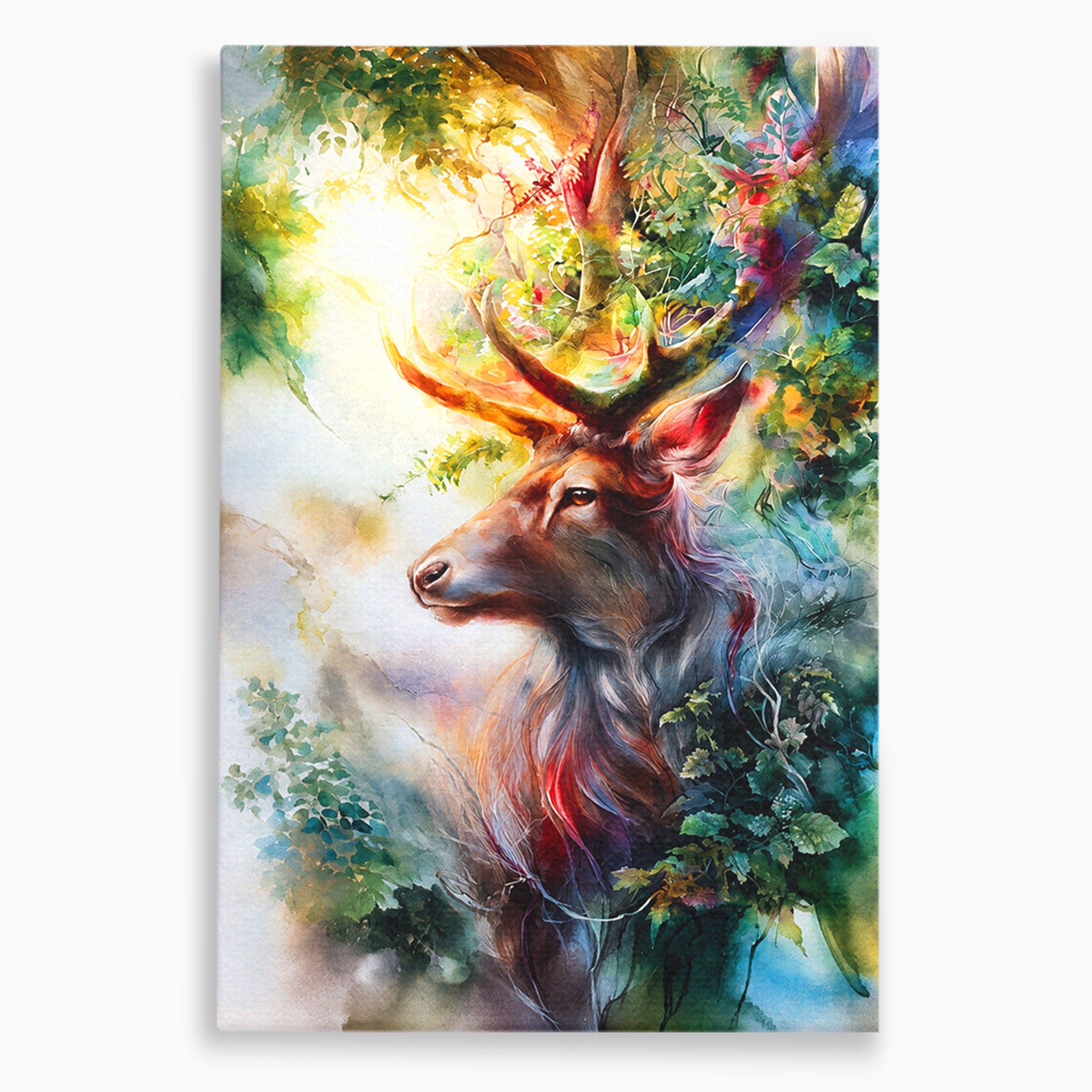 Tablou Canvas Premium LuxCanva® M1554, Cerbul Magic, Cerb, Natura, Pictura, Living, Vara, Silueta, Culori Vibrante