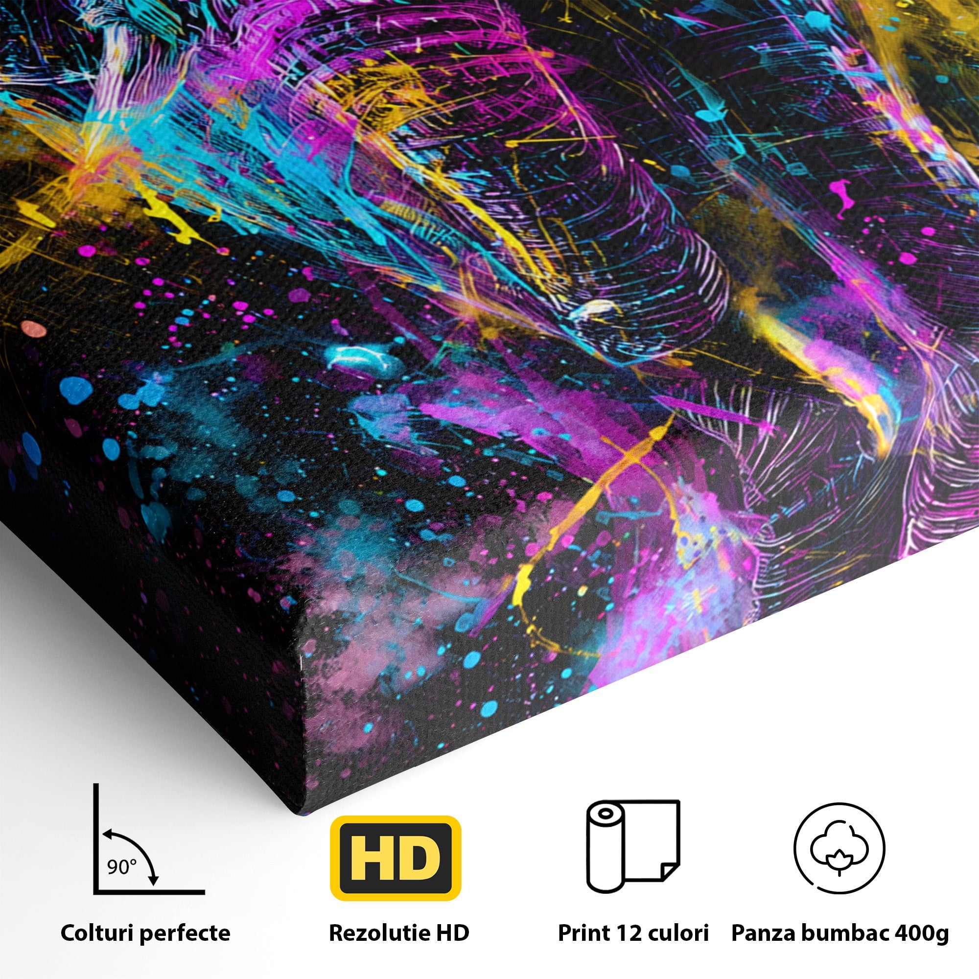 Tablou Canvas Premium LuxCanva® M1555, Elefantul Magic, Elefant, Arta Abstracta, Vibrant, Safari, Living, Dormitor, Culori Vibrante