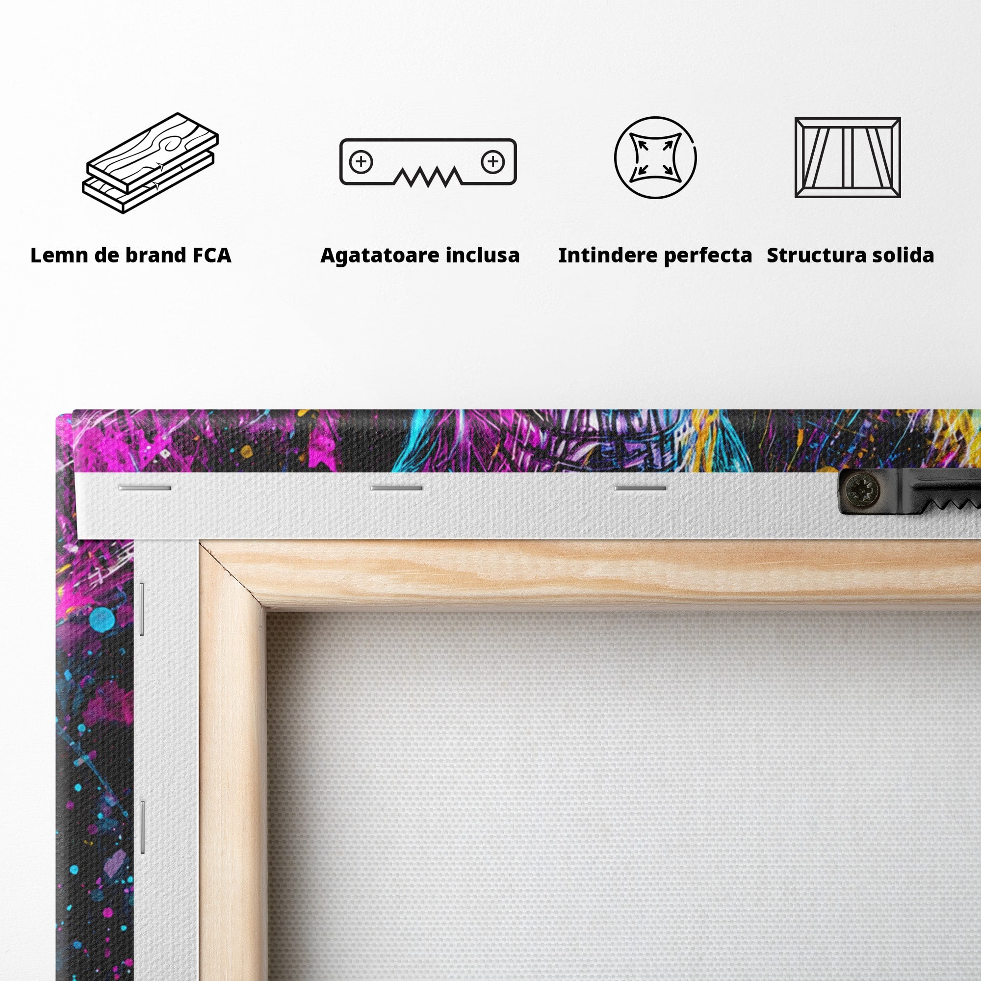 Tablou Canvas Premium LuxCanva® M1555, Elefantul Magic, Elefant, Arta Abstracta, Vibrant, Safari, Living, Dormitor, Culori Vibrante