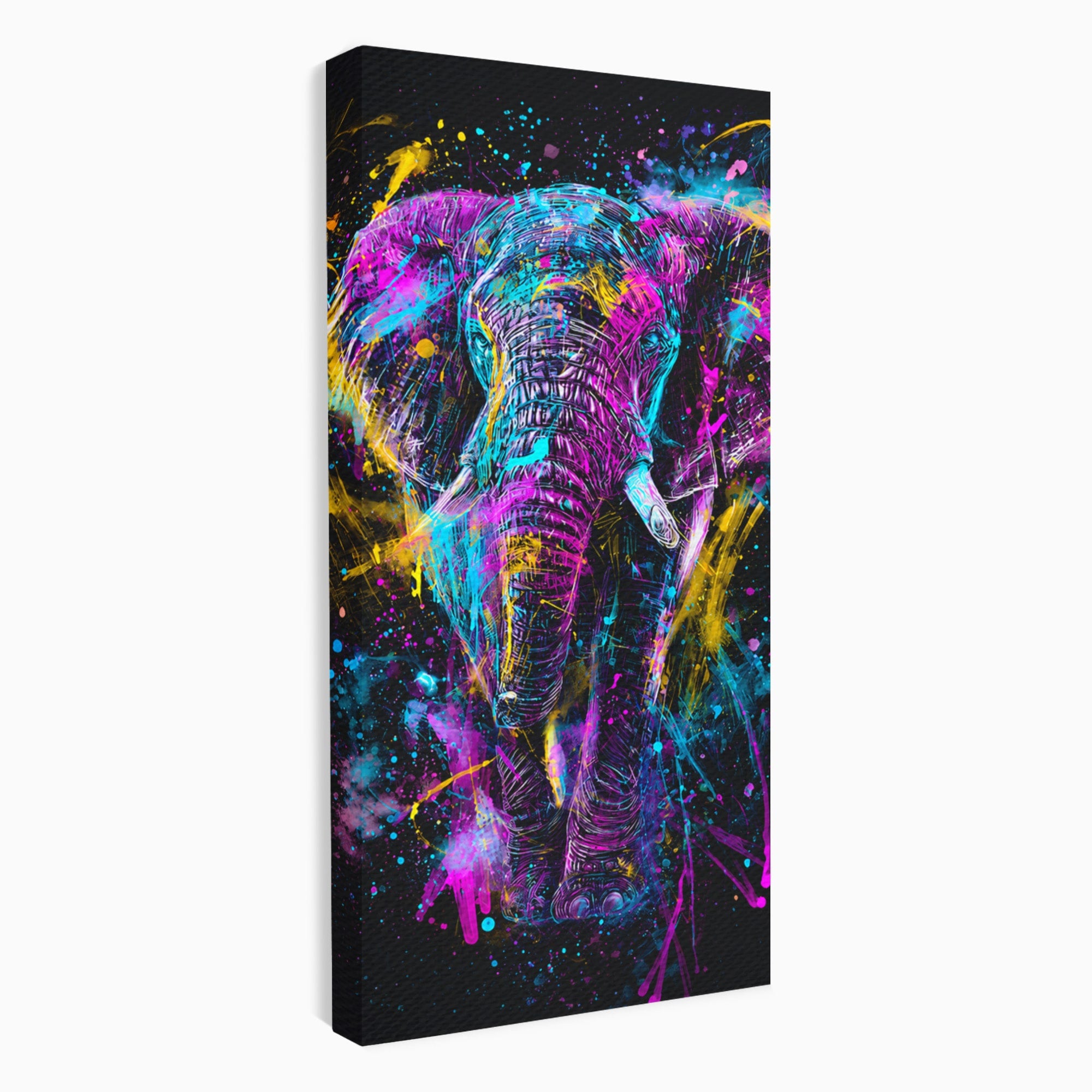 Tablou Canvas Premium LuxCanva® M1555, Elefantul Magic, Elefant, Arta Abstracta, Vibrant, Safari, Living, Dormitor, Culori Vibrante