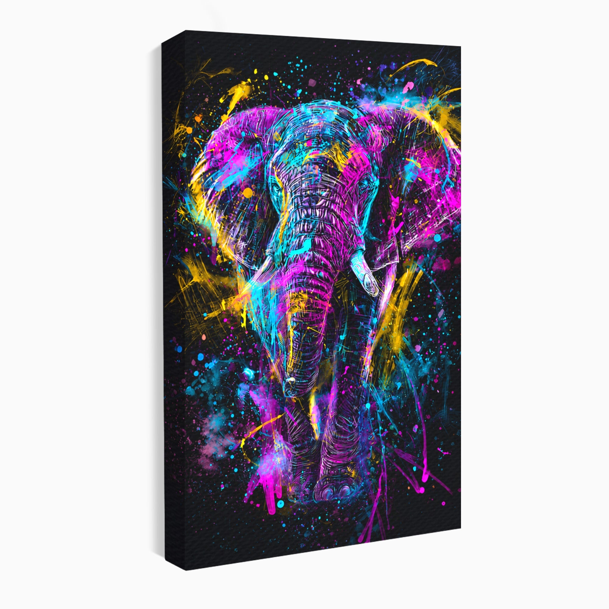 Tablou Canvas Premium LuxCanva® M1555, Elefantul Magic, Elefant, Arta Abstracta, Vibrant, Safari, Living, Dormitor, Culori Vibrante