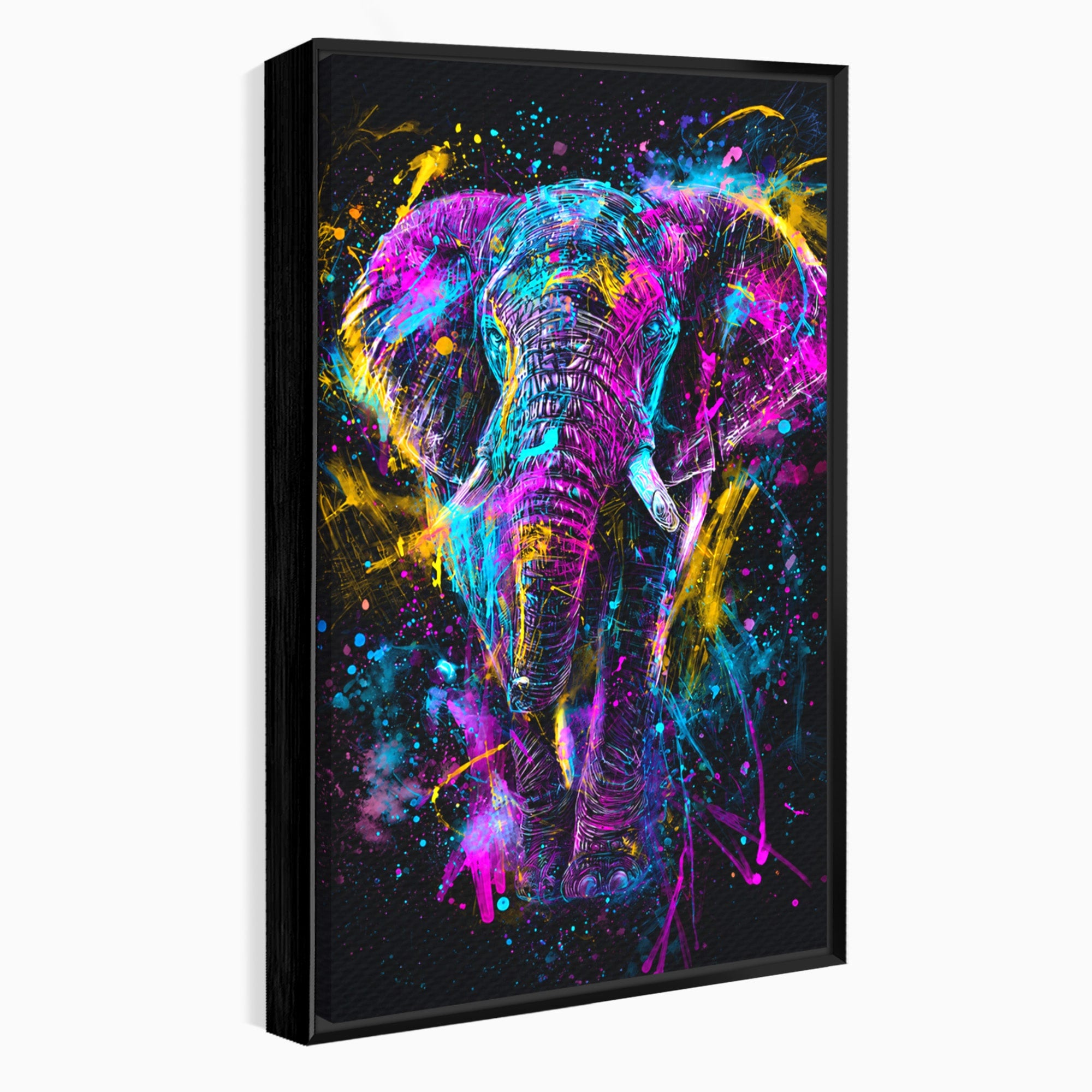 Tablou Canvas Premium LuxCanva® M1555, Elefantul Magic, Elefant, Arta Abstracta, Vibrant, Safari, Living, Dormitor, Culori Vibrante