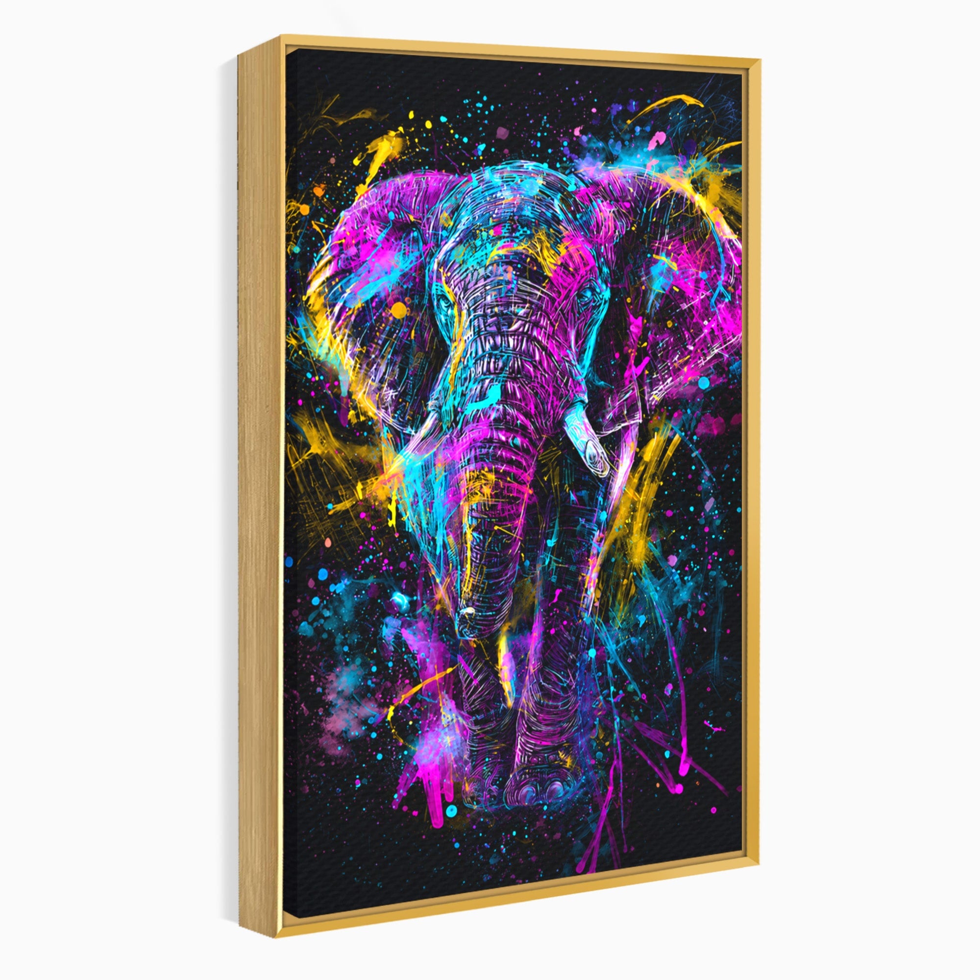 Tablou Canvas Premium LuxCanva® M1555, Elefantul Magic, Elefant, Arta Abstracta, Vibrant, Safari, Living, Dormitor, Culori Vibrante