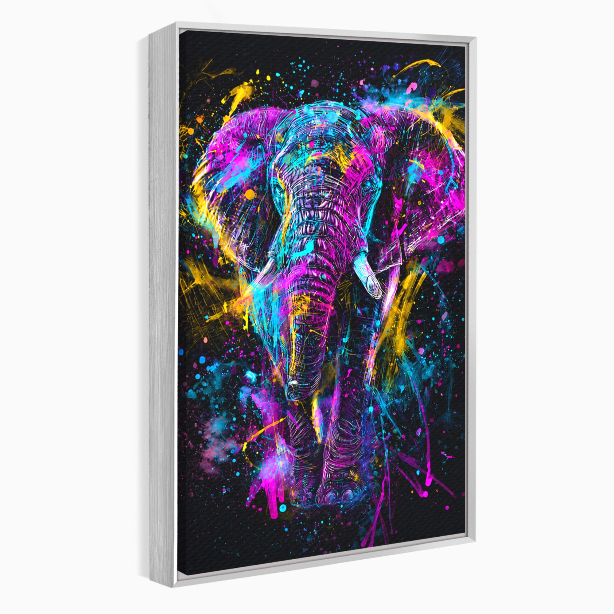 Tablou Canvas Premium LuxCanva® M1555, Elefantul Magic, Elefant, Arta Abstracta, Vibrant, Safari, Living, Dormitor, Culori Vibrante